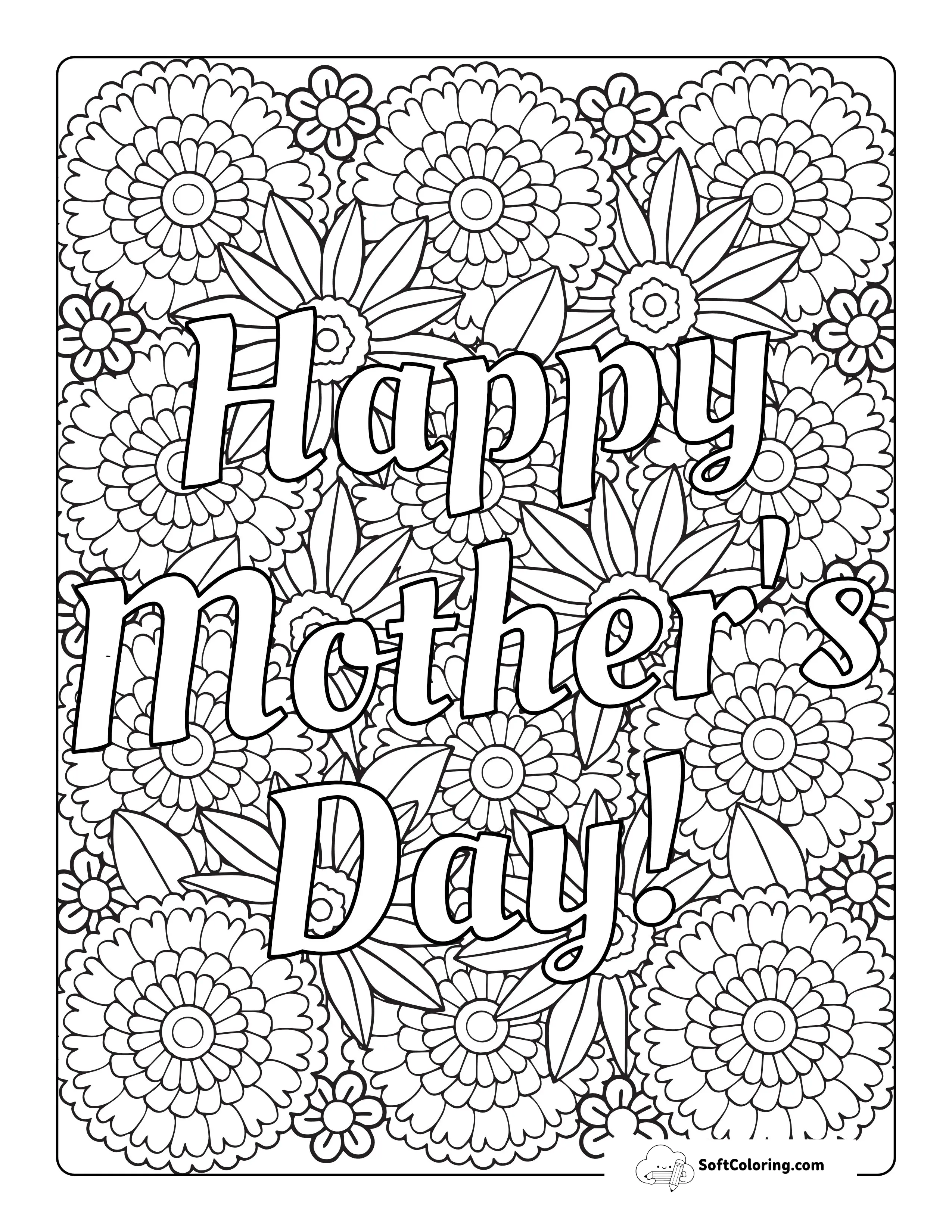 "Happy Mother's Day" Doodle To Color