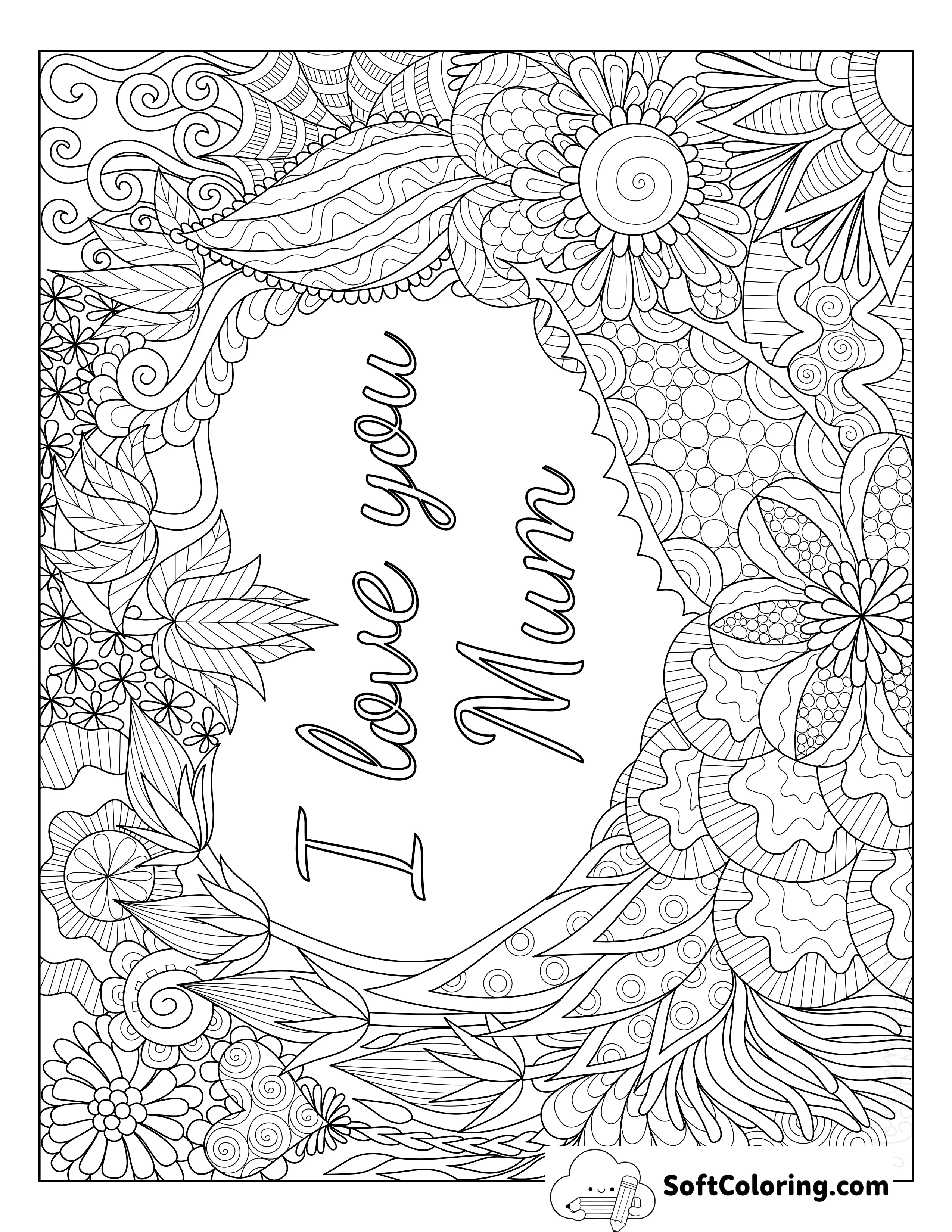 "I Love You Mum" Doodle For Teens