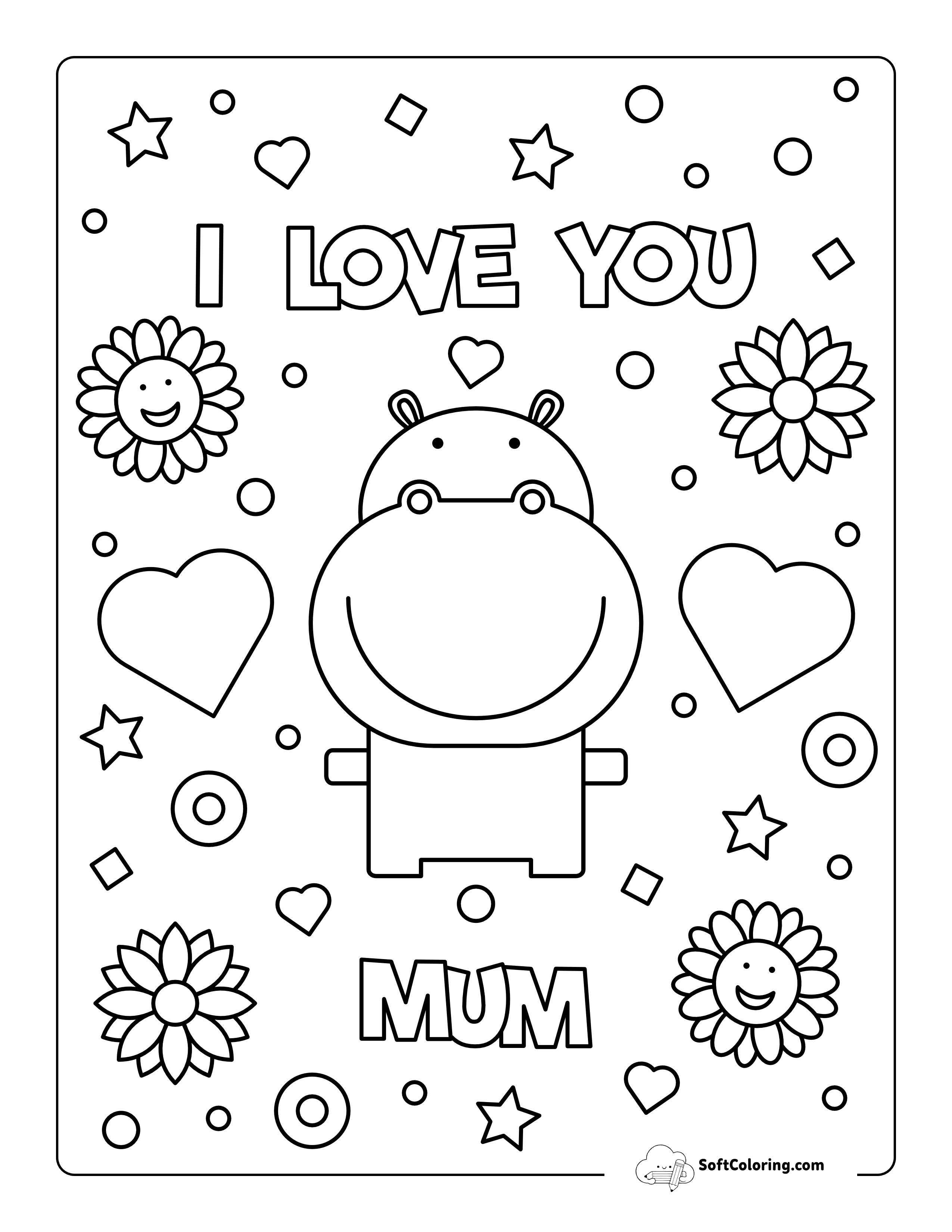"I Love You Mum" Flowers And Hearts