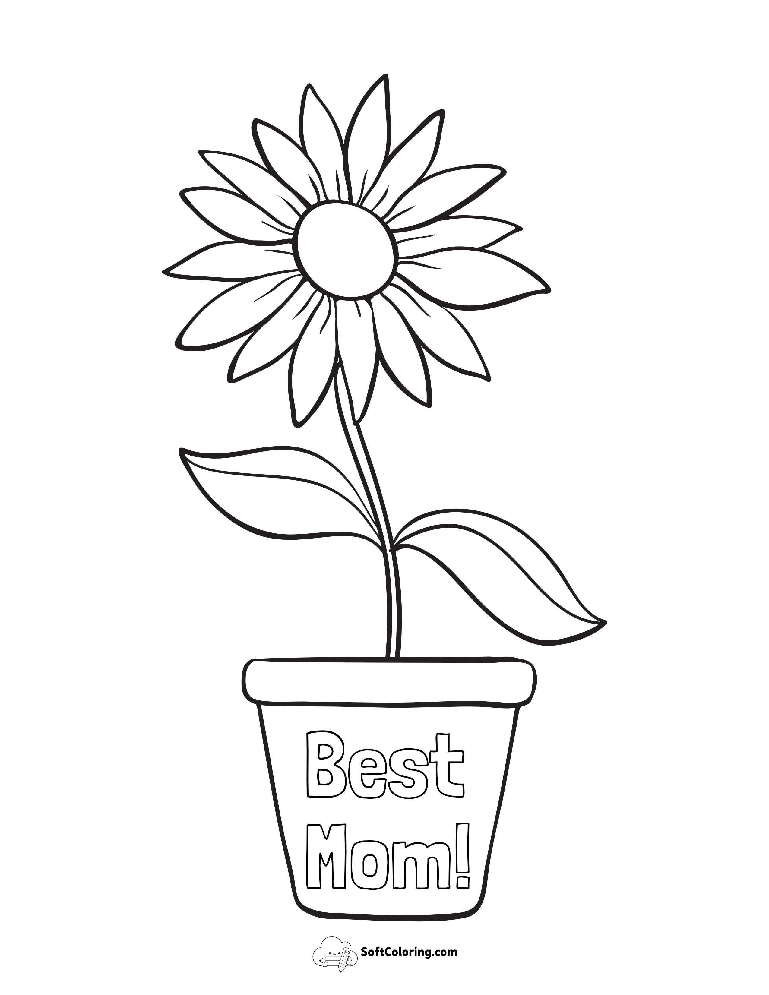 "Best Mom" Flower Coloring Page