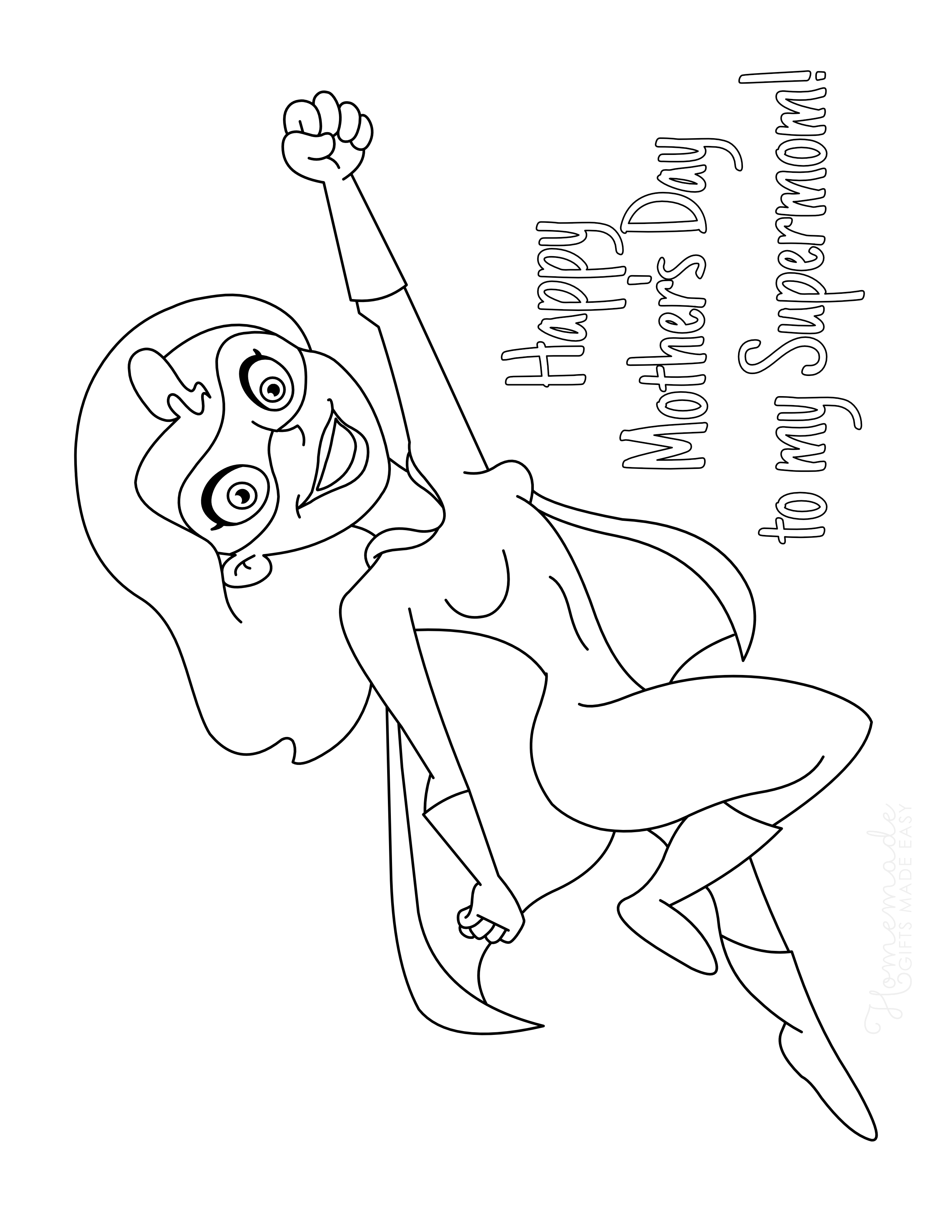 Supermom Coloring Page for Kids