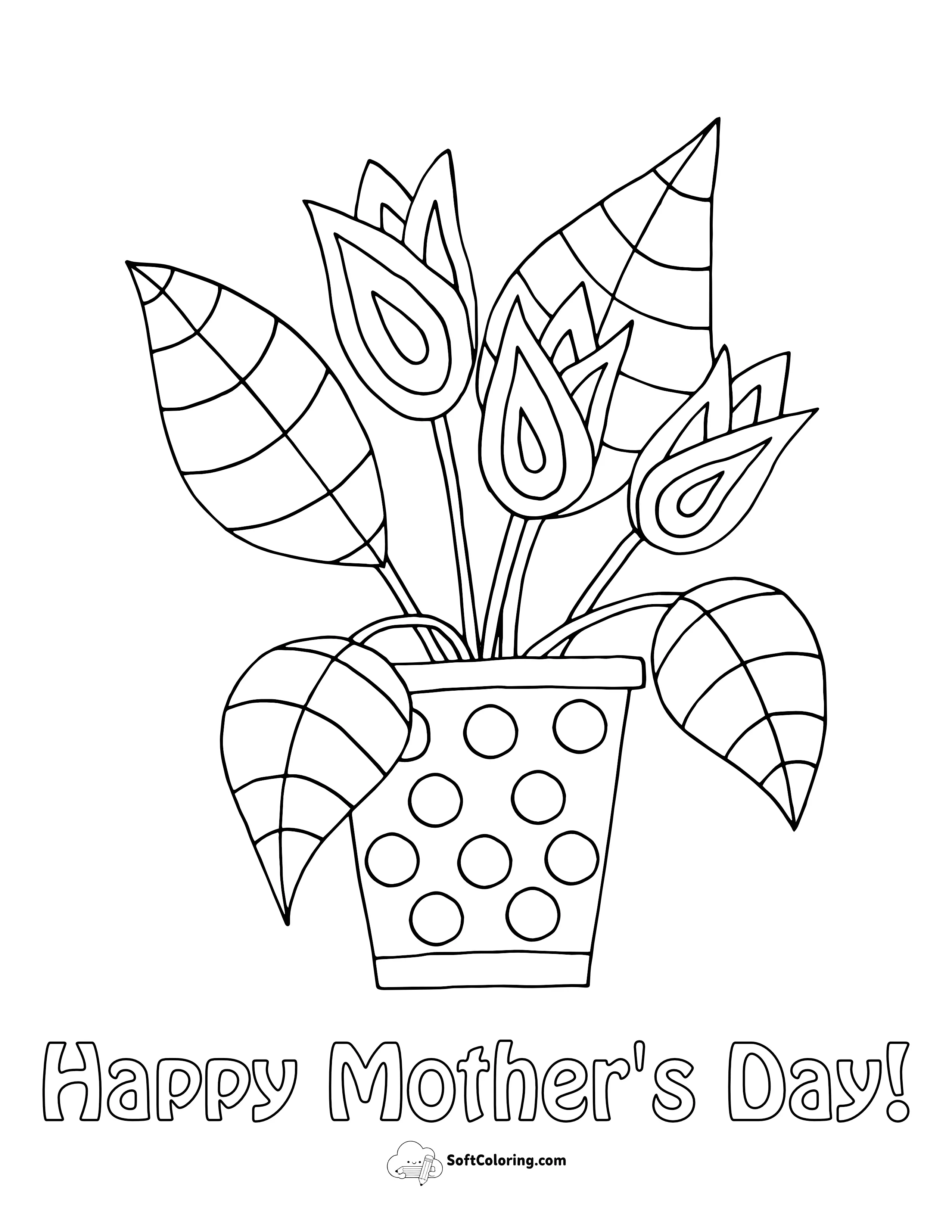 "Happy Mother's Day" Tulips Coloring Page