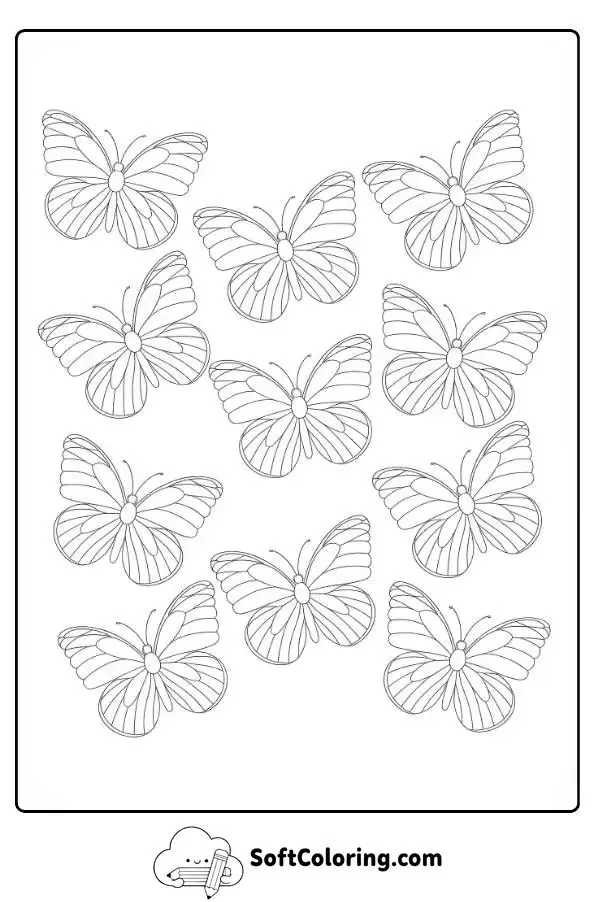 Multiple Butterfly Coloring Page