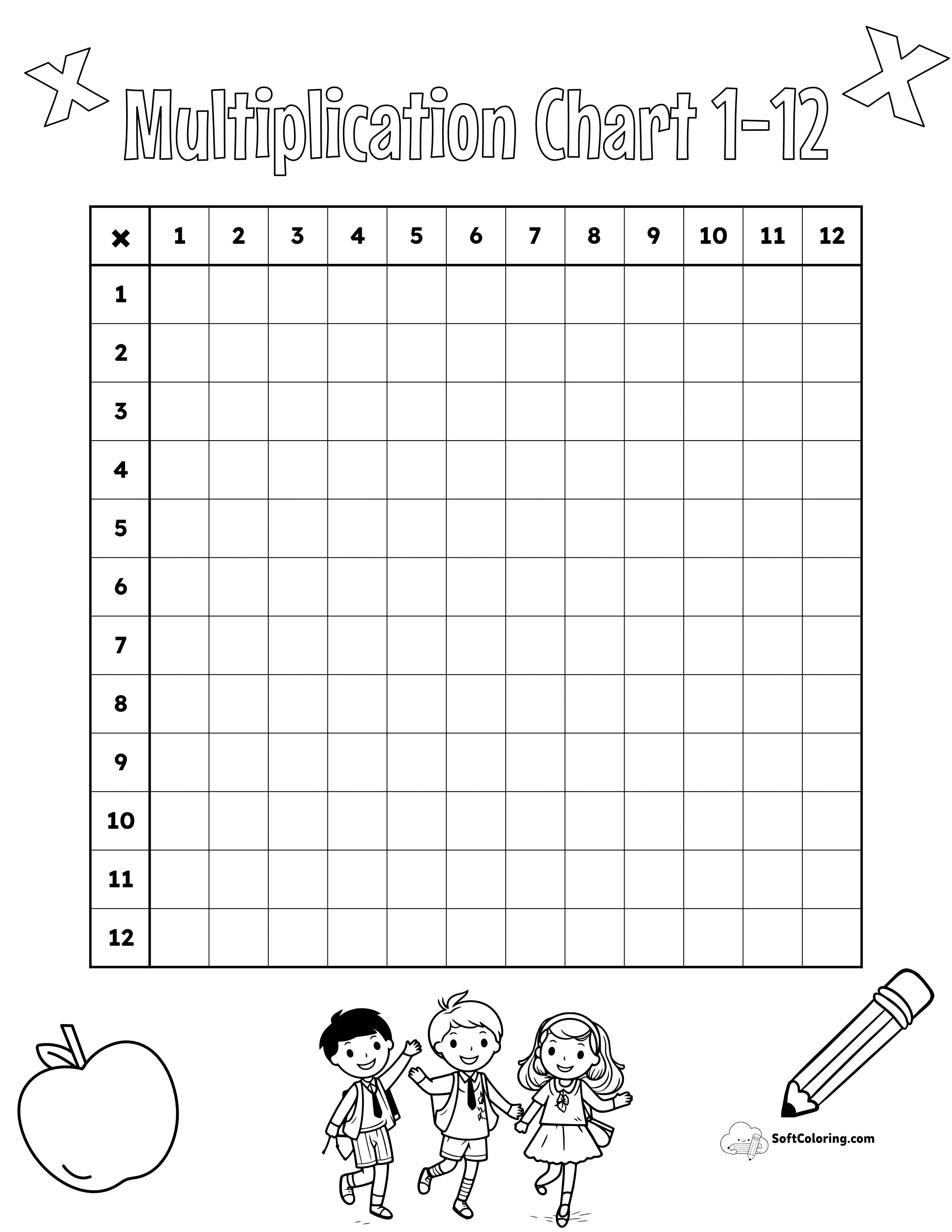 Blank 1-12 Multiplication Chart Worksheet