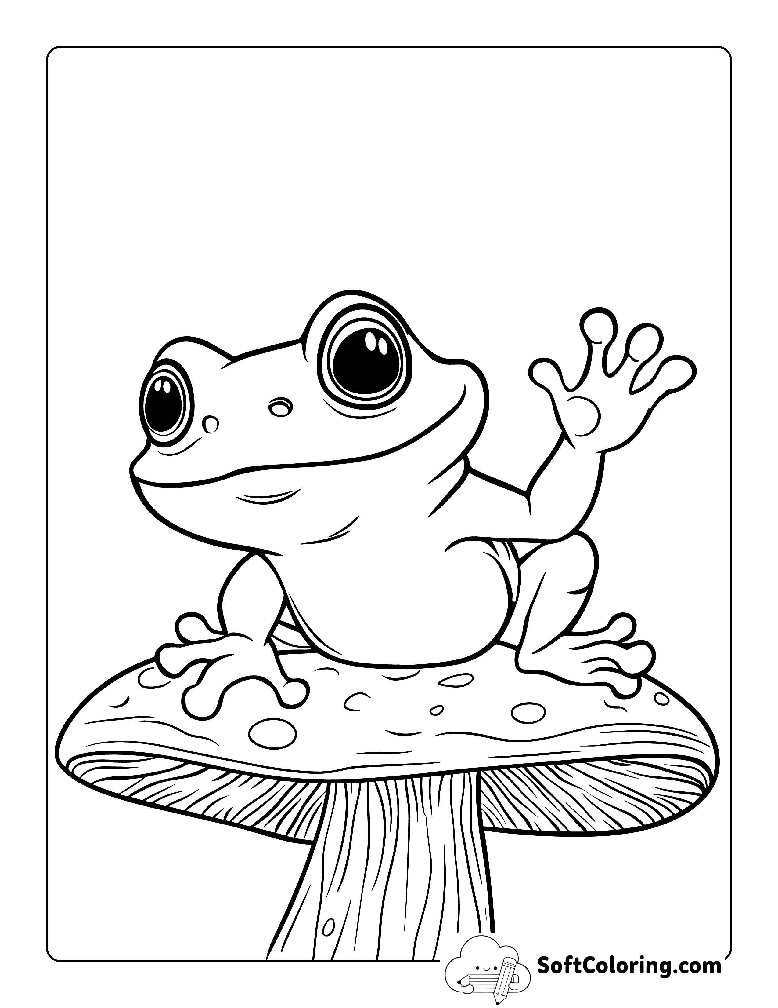 Cute Mushroom Frog Coloring Page