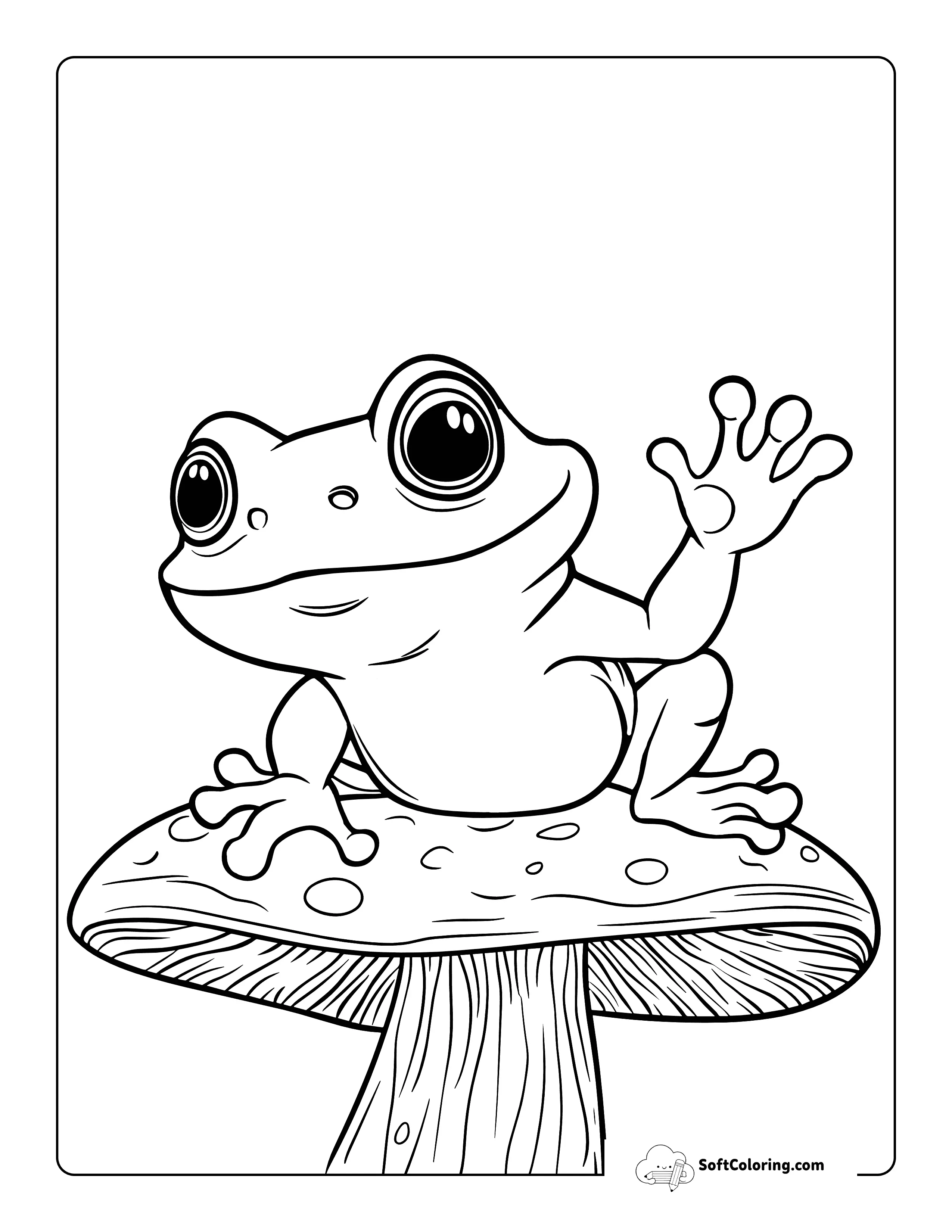Cute Mushroom Frog Coloring Page