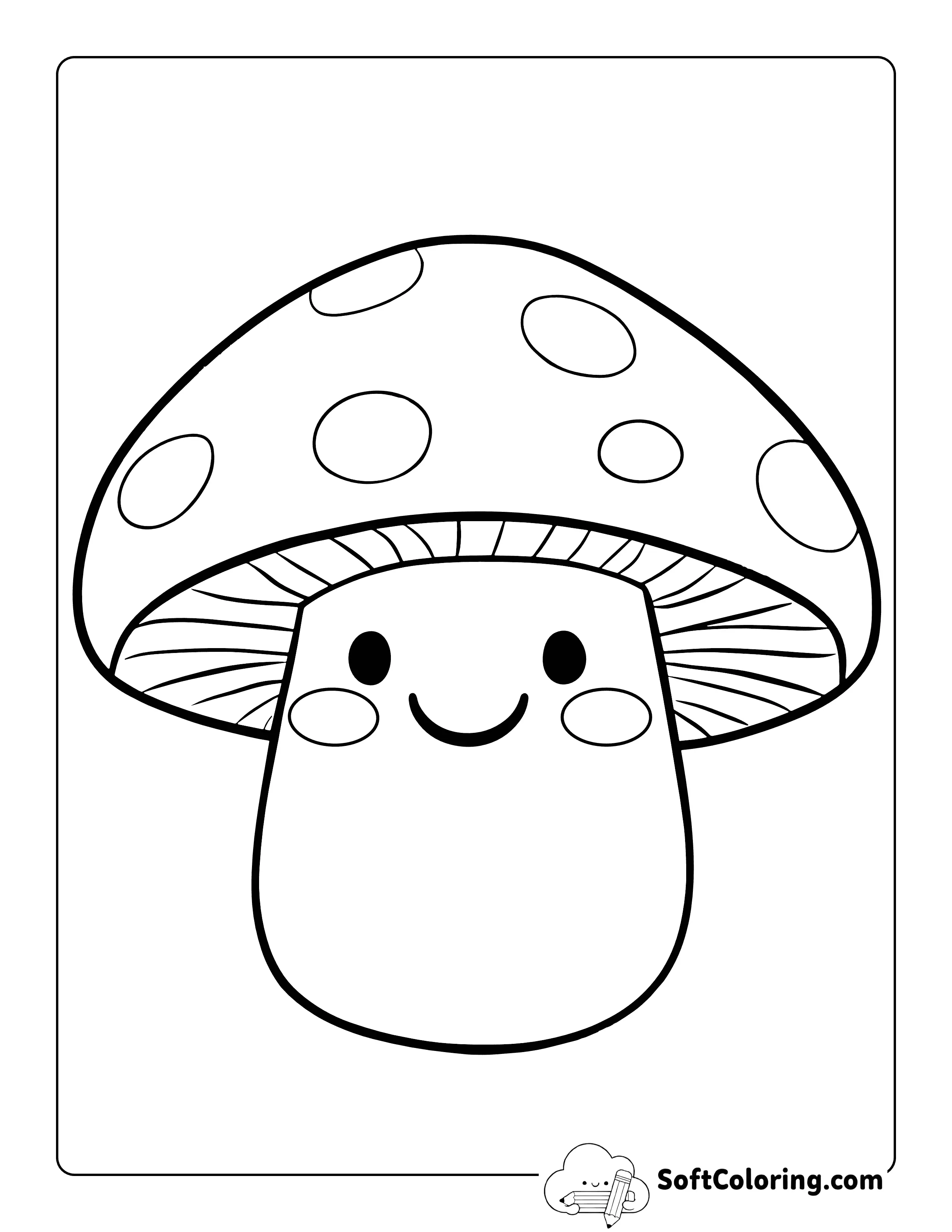 Cute Mushroom Coloring Sheet For Kids