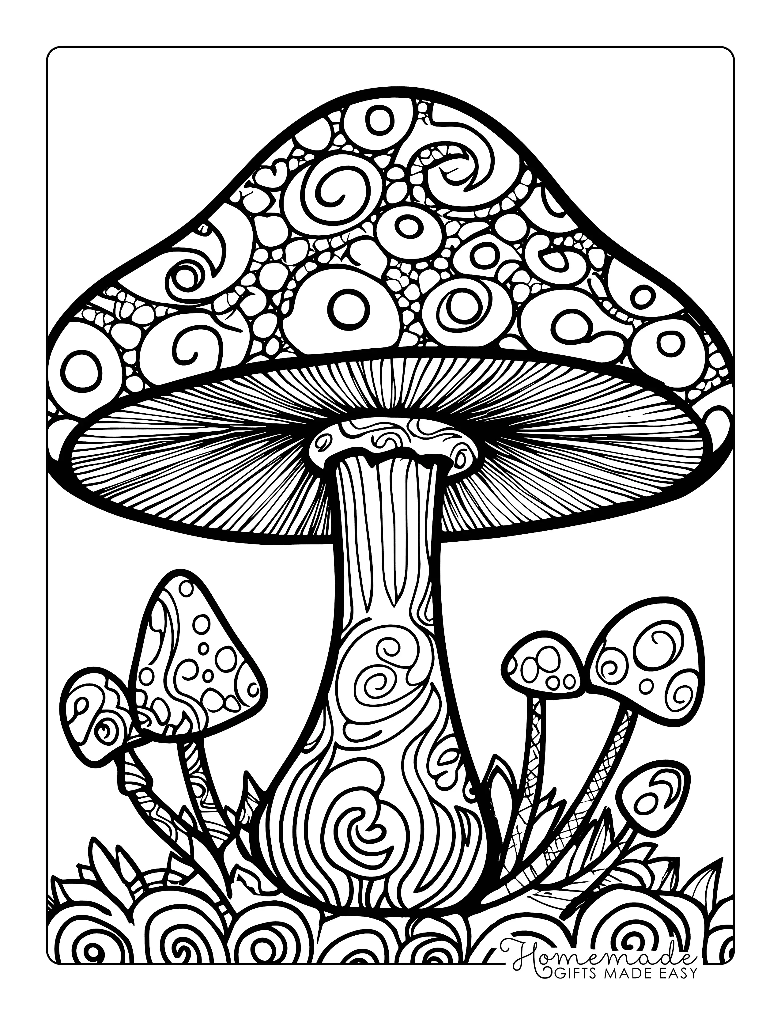 Hippie Mushroom Coloring Sheet Printable