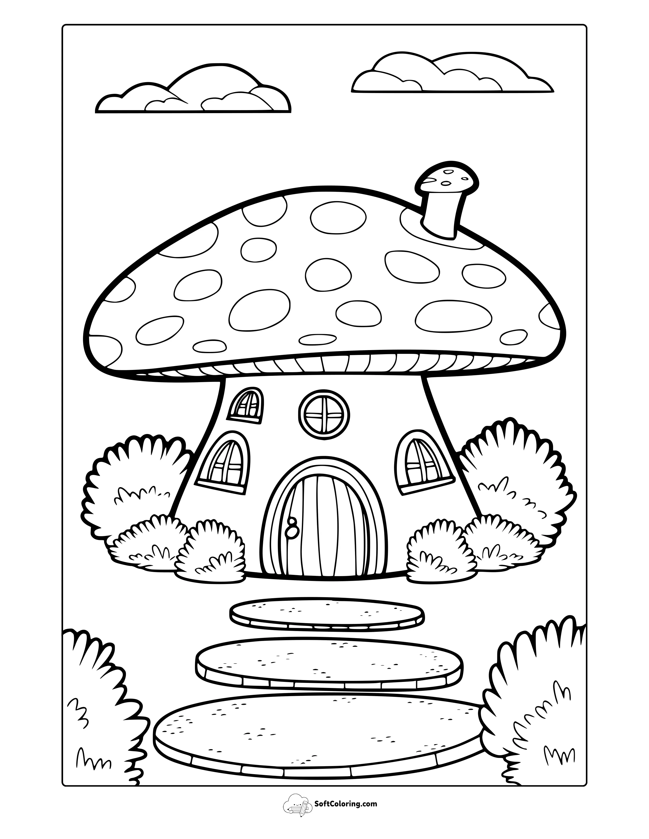 Mushroom House Coloring Page