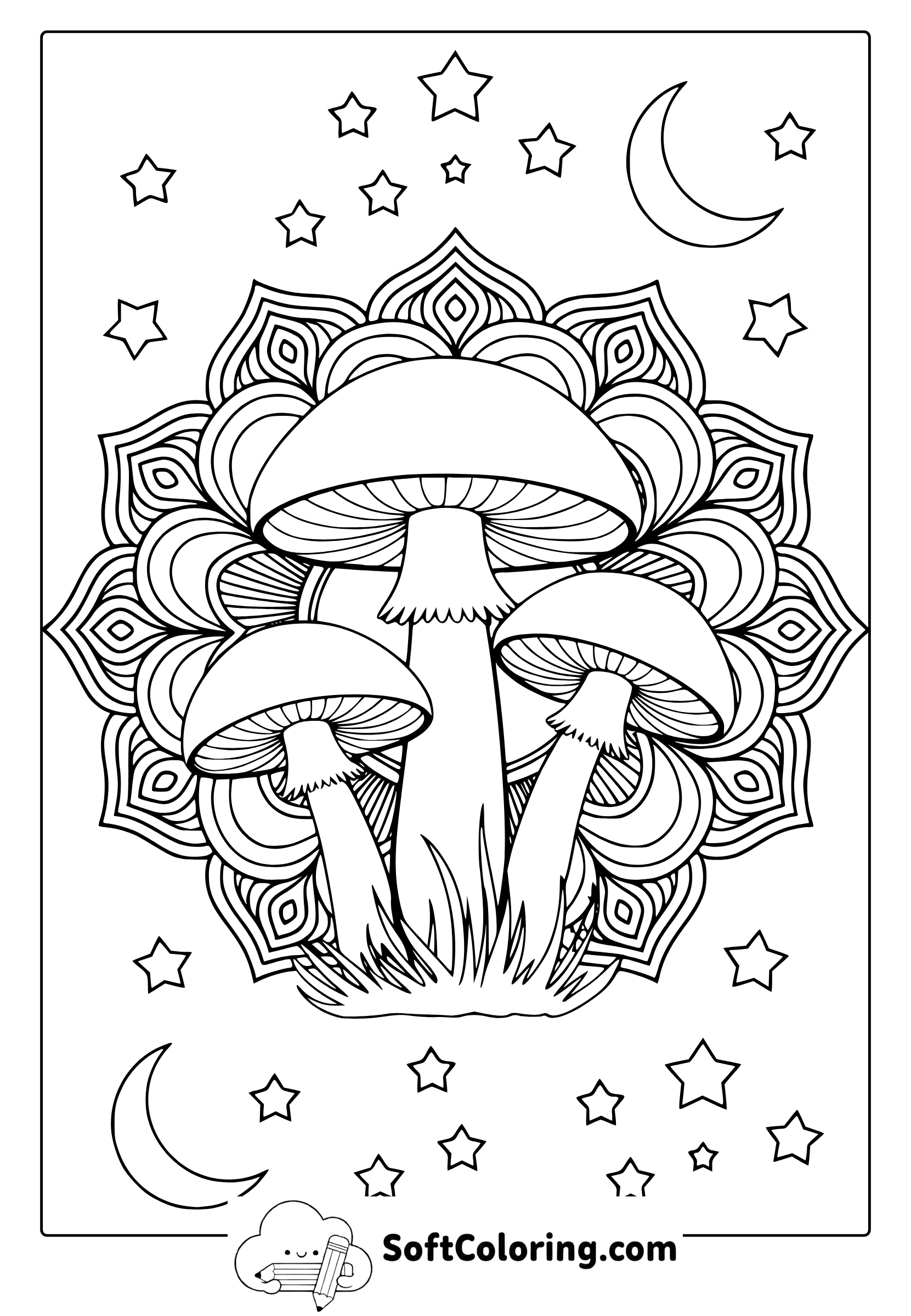 mushroom mandala coloring page