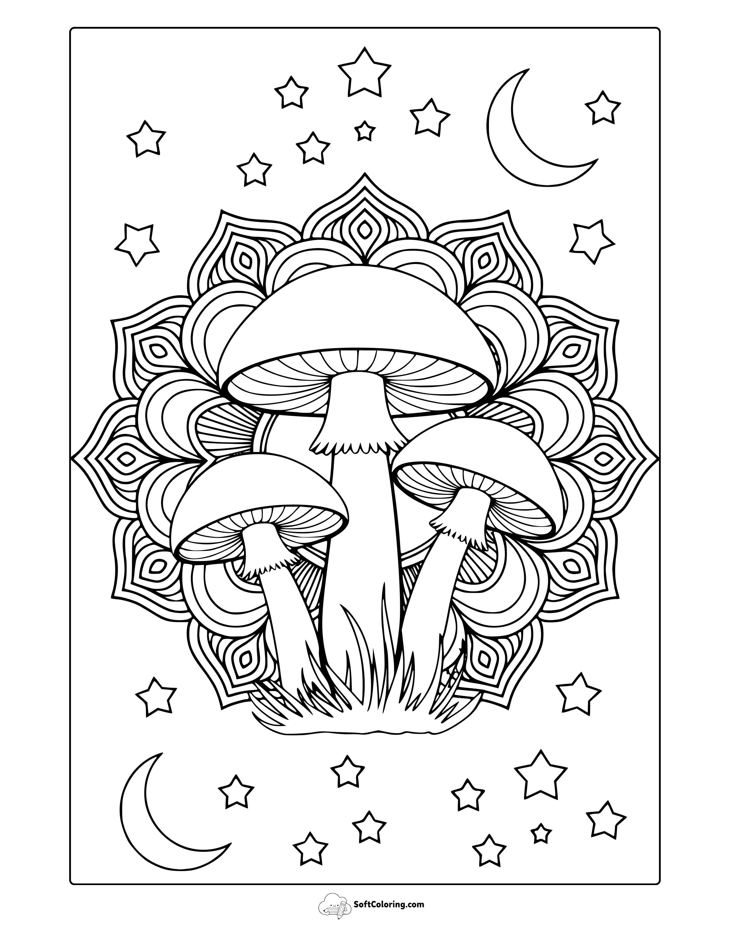 Mushroom Mandala Coloring Page