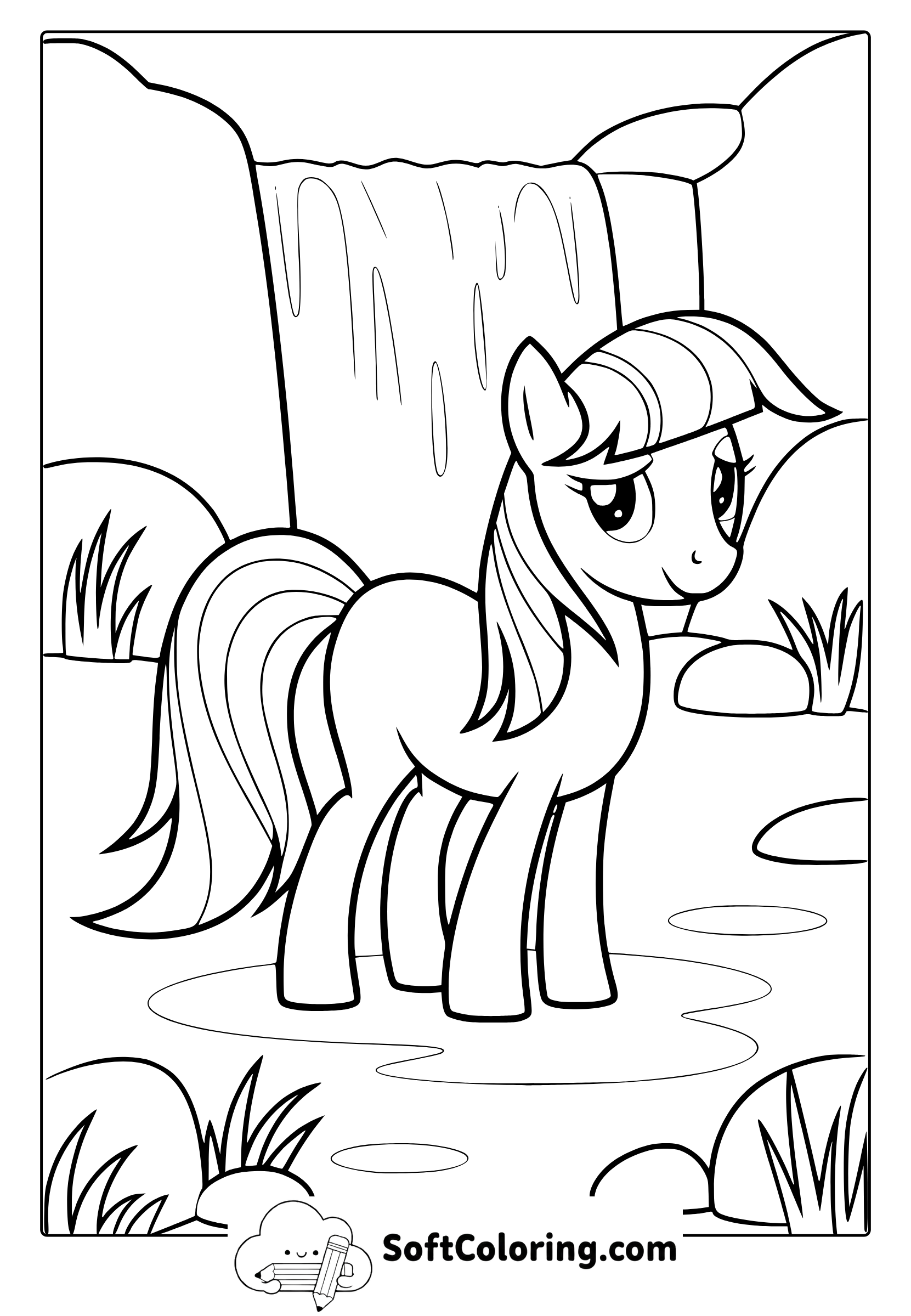 My Little Pony Magical Waterfall Coloring Page