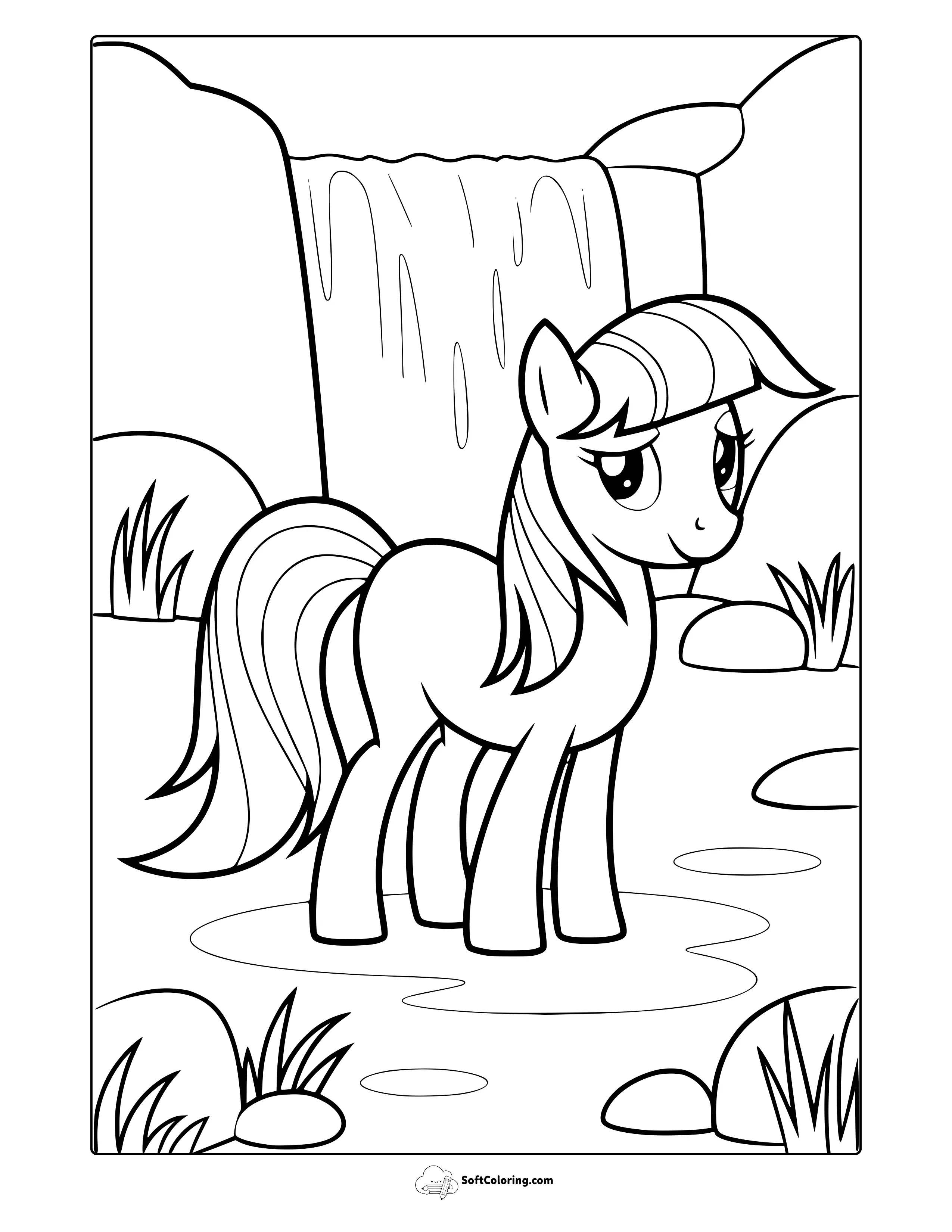 My Little Pony Magical Waterfall Coloring Page