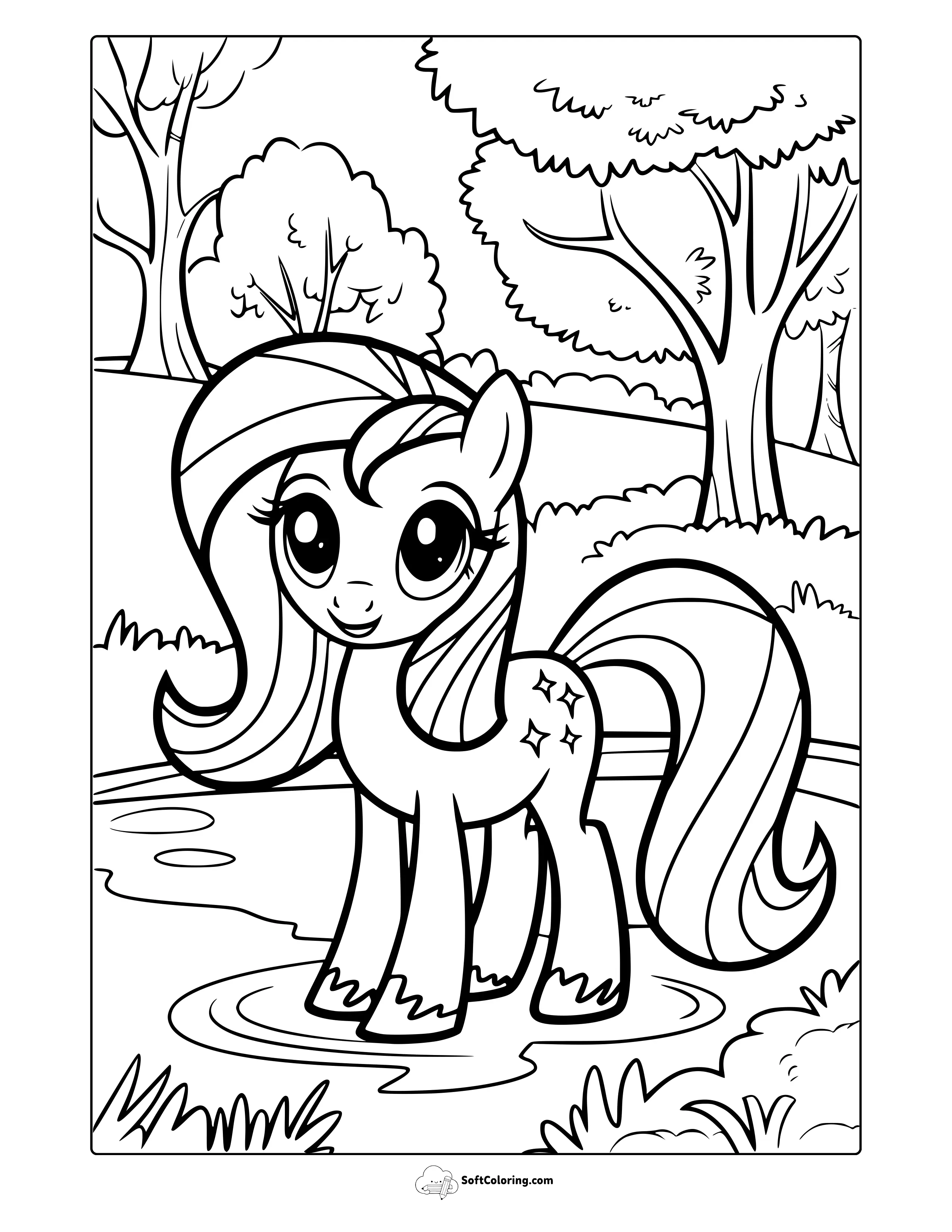 My Little Pony Simple Forest Coloring Page