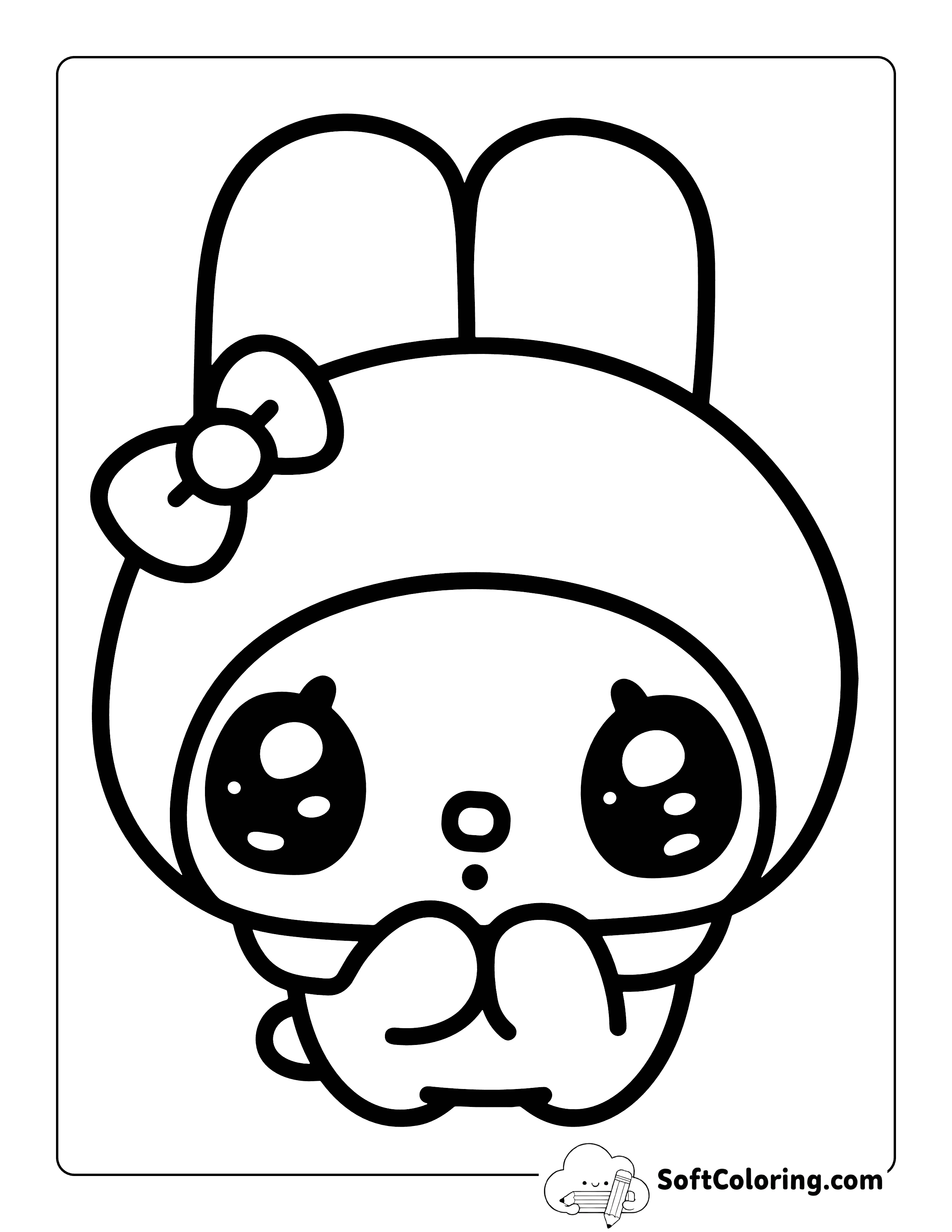 Kawaii Chibi My Melody-Inspired Coloring Page