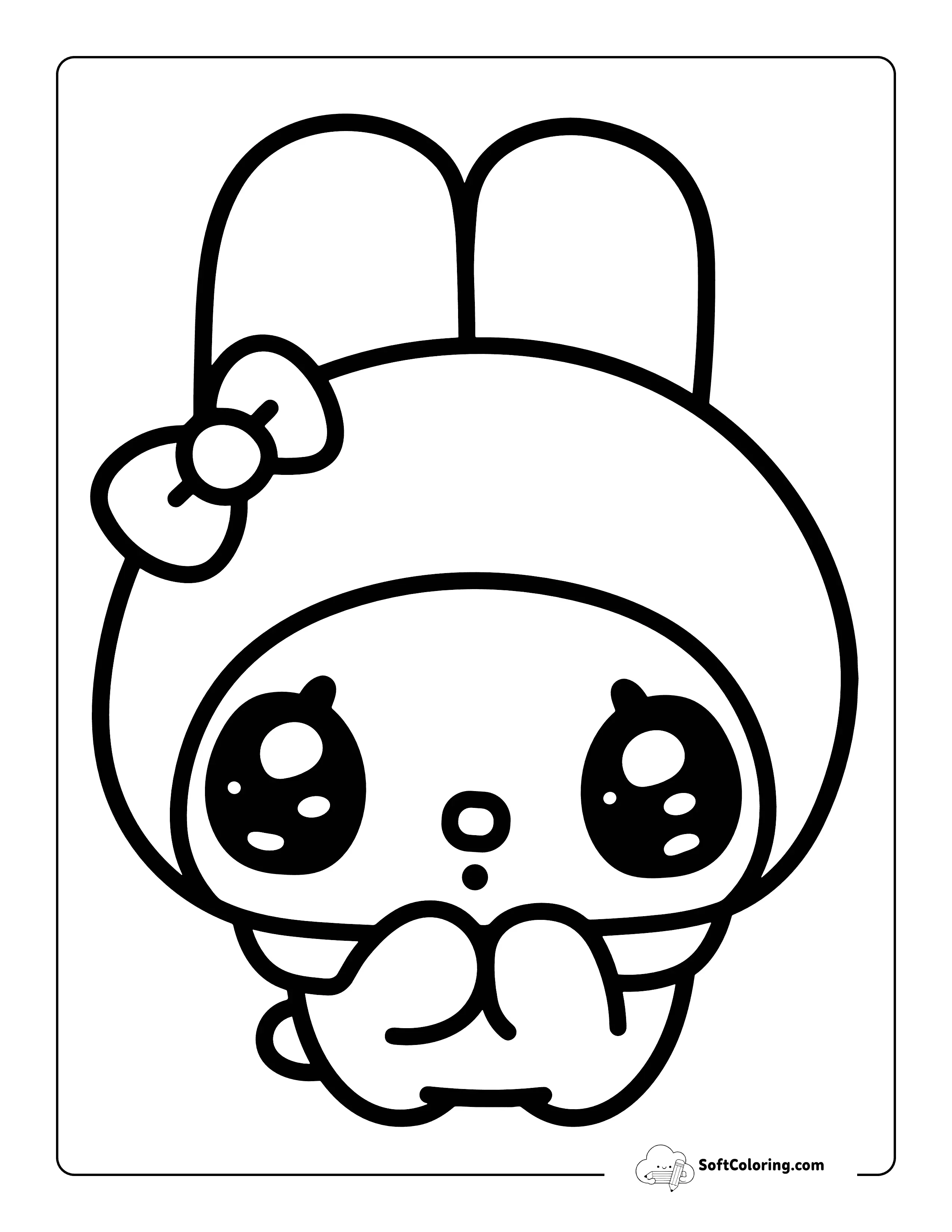 Kawaii Chibi My Melody-Inspired Coloring Page