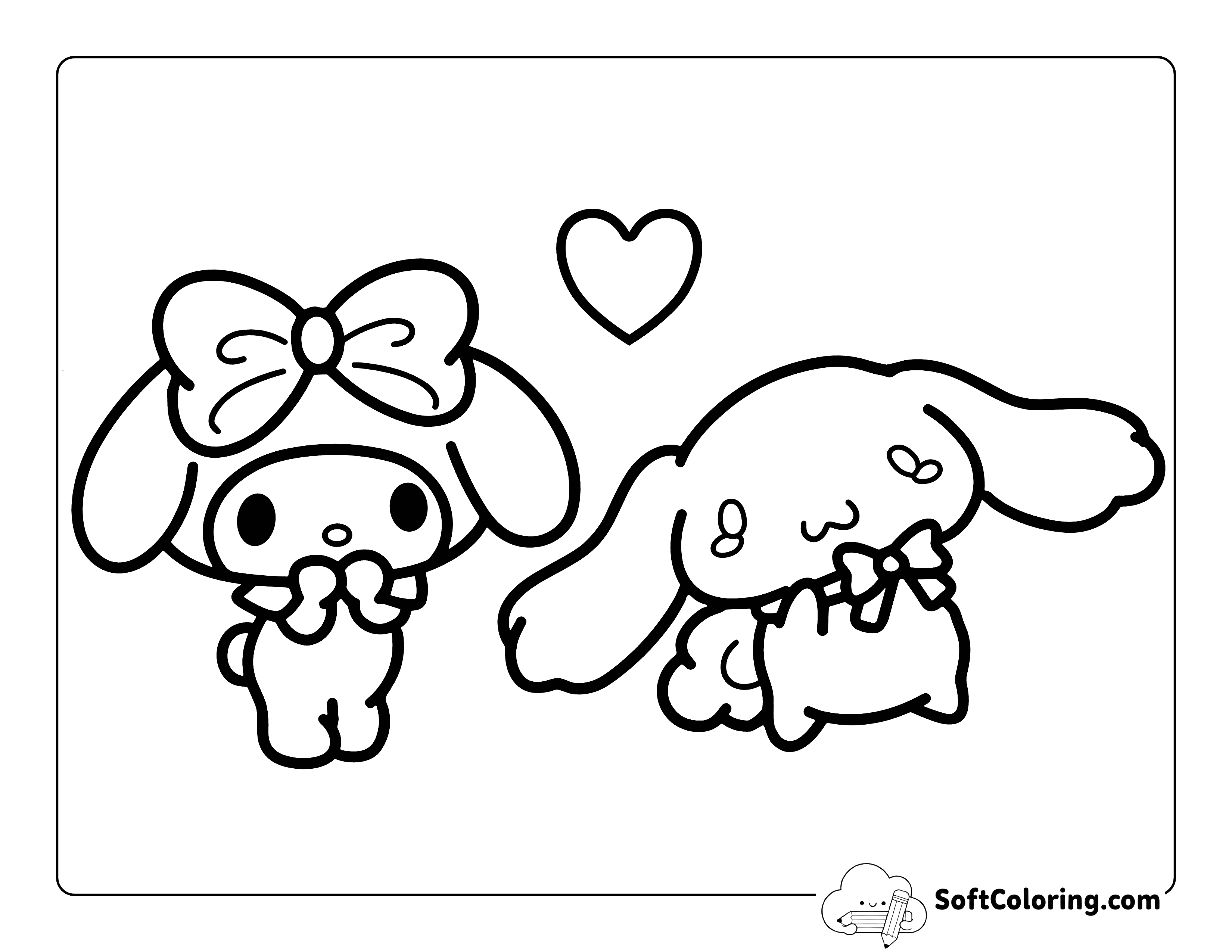 My Melody and Cinnamoroll-Inspired Coloring Page