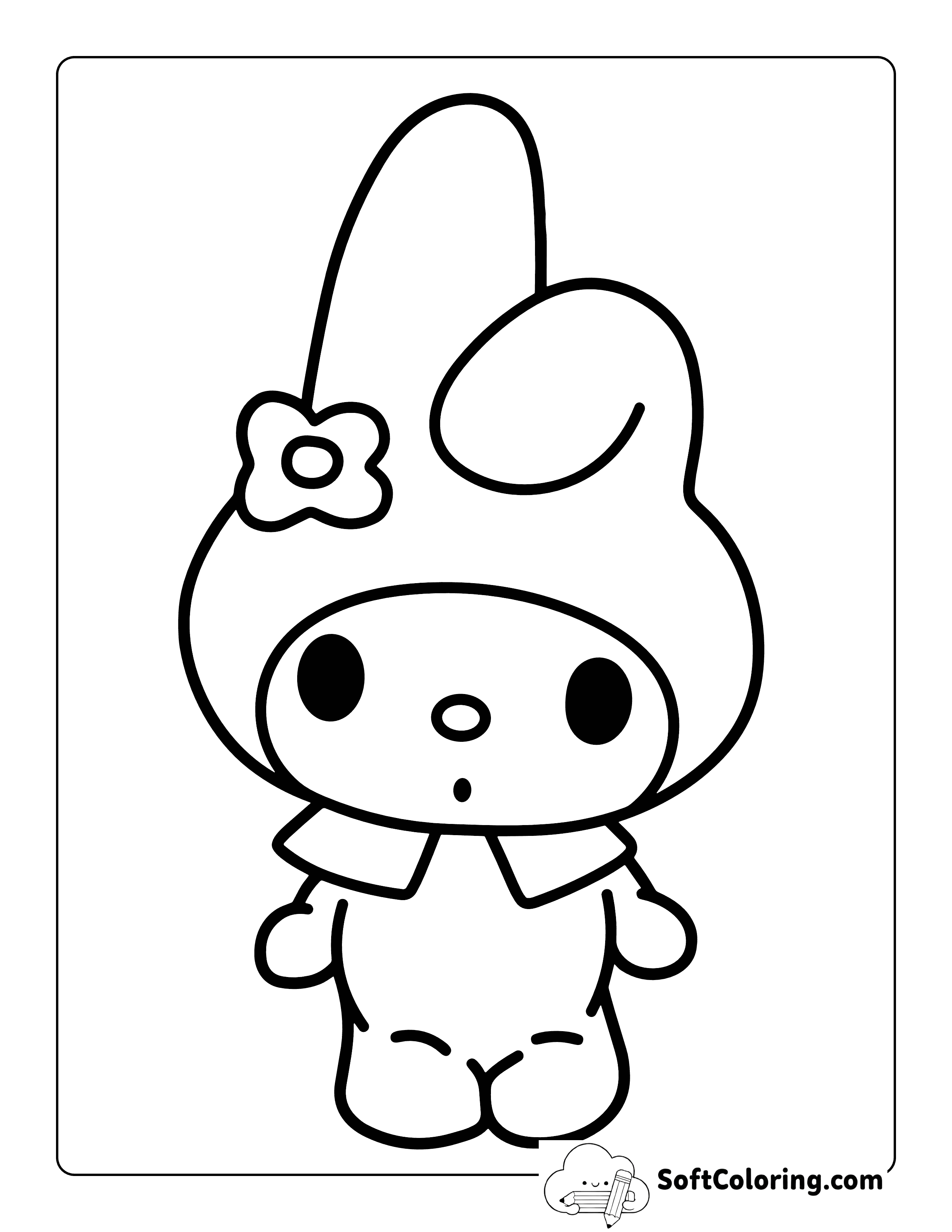 Cute Curious My Melody-Inspired Coloring Sheet
