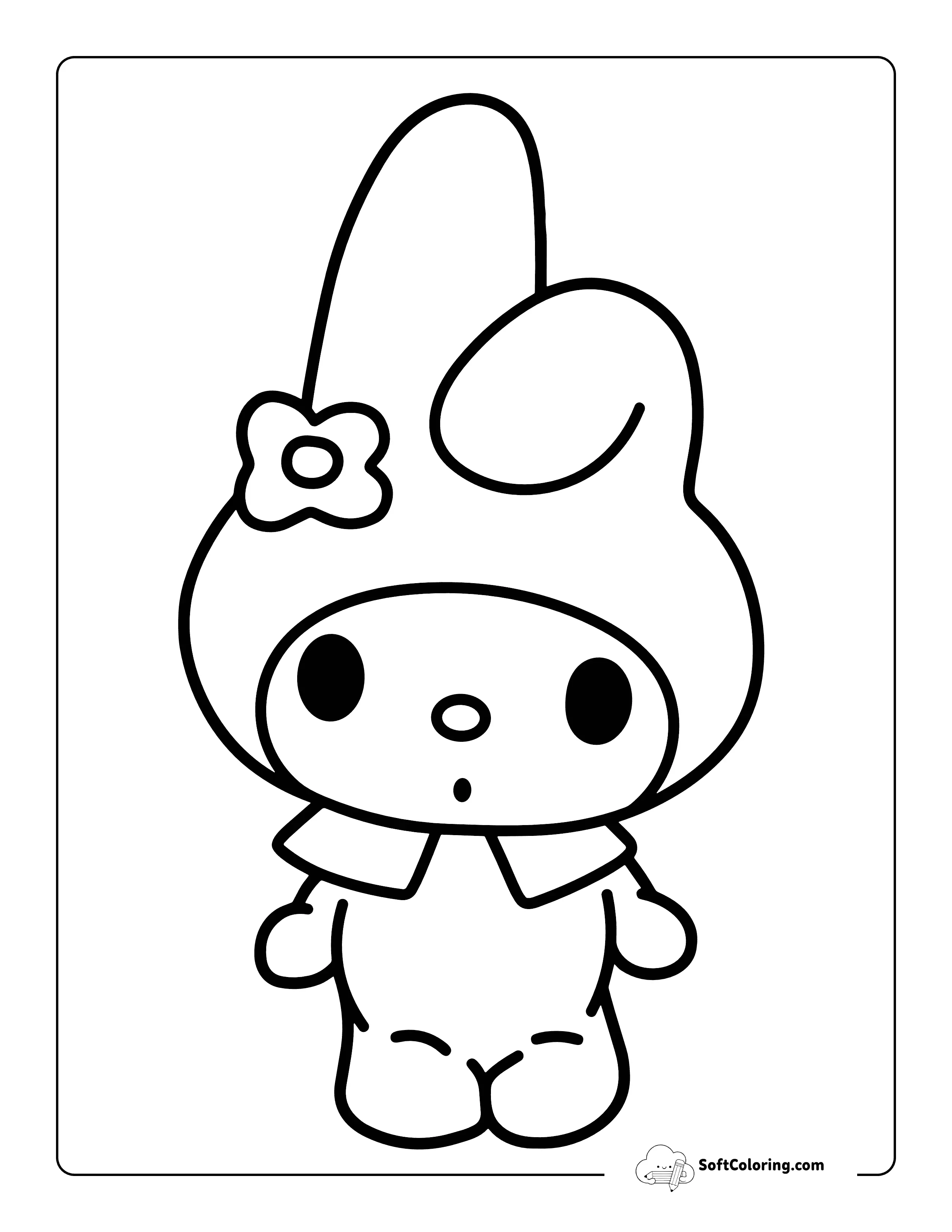 Cute Curious My Melody-Inspired Coloring Sheet