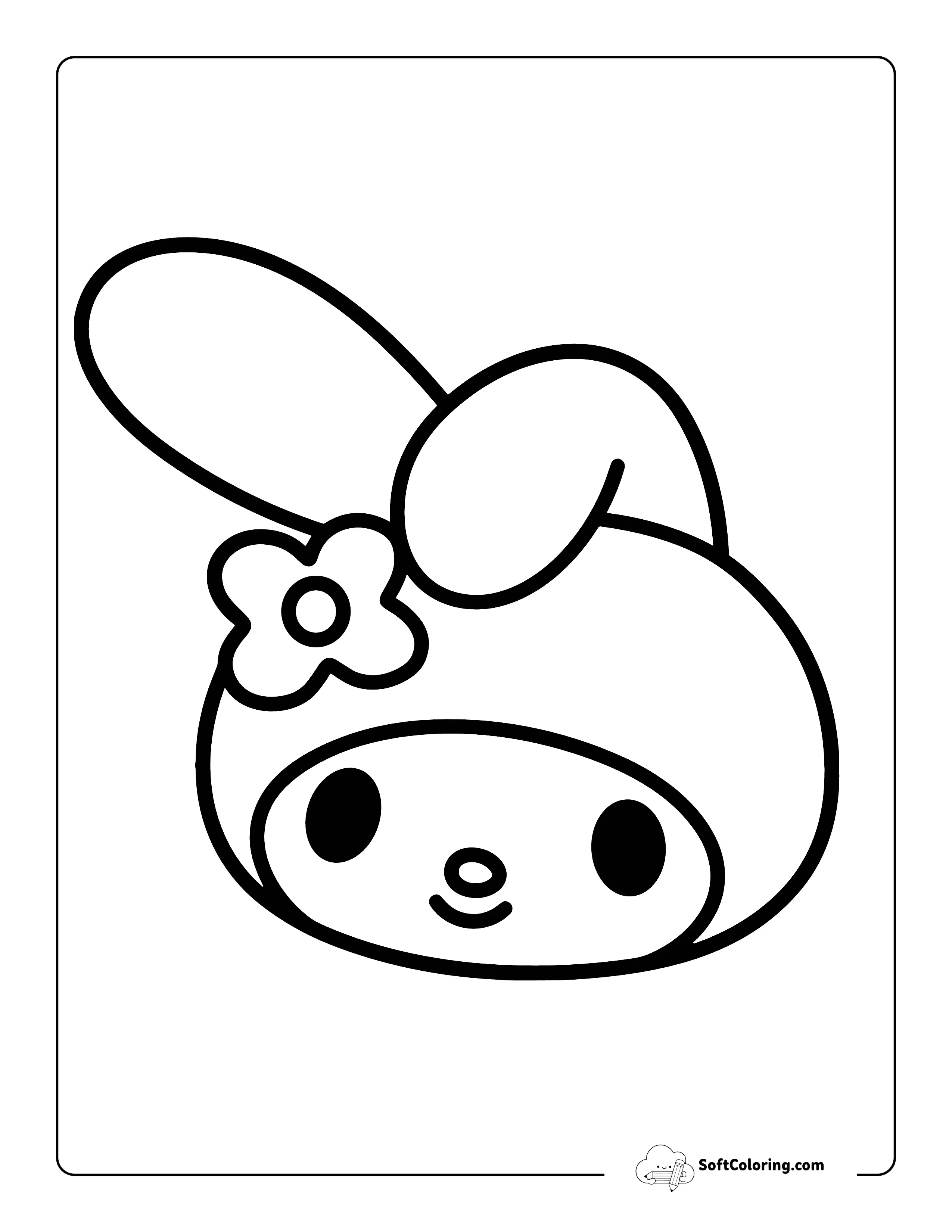 Easy Outline Inspired By My Melody Head Printable To Color