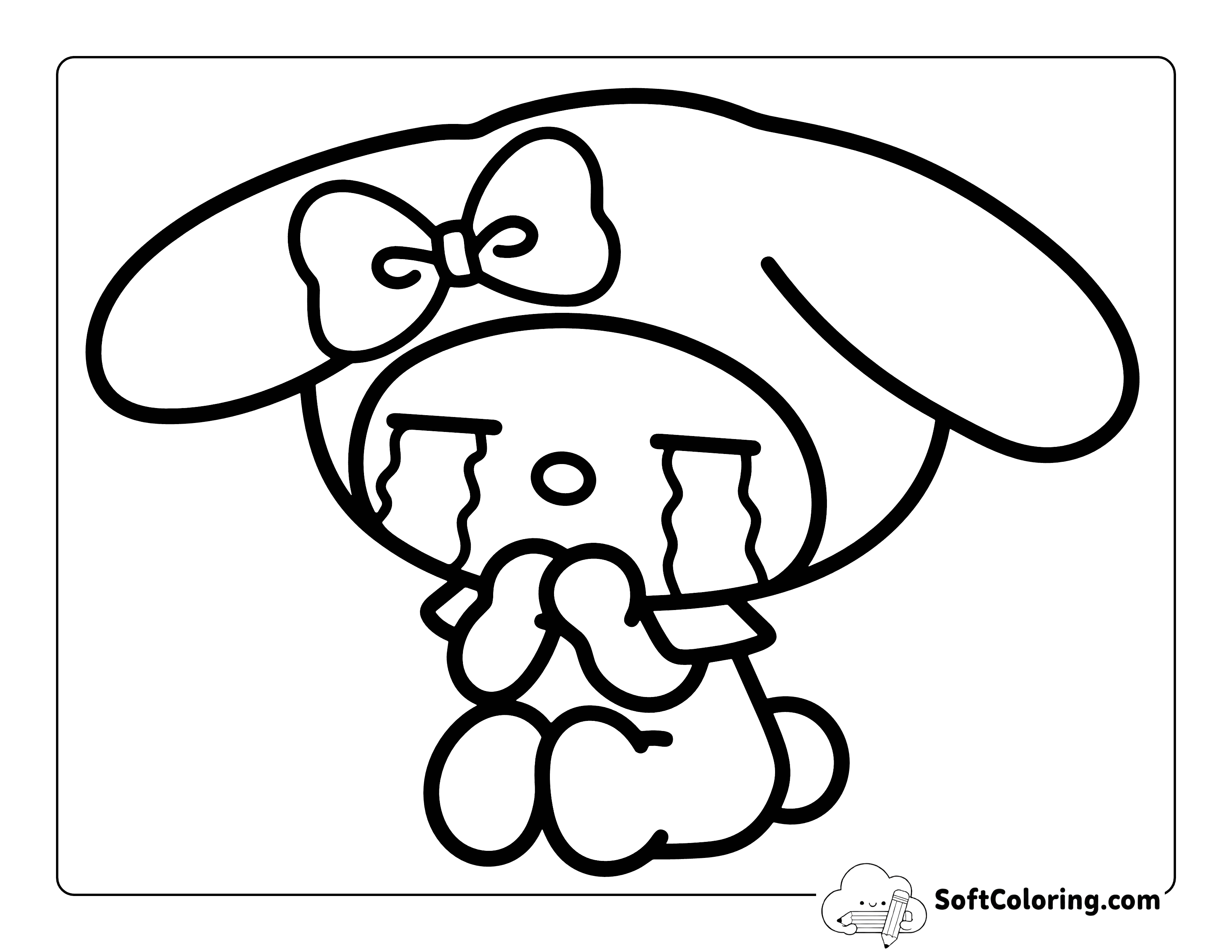 Cute Drawing Inspired by My Melody Crying Printable to Color
