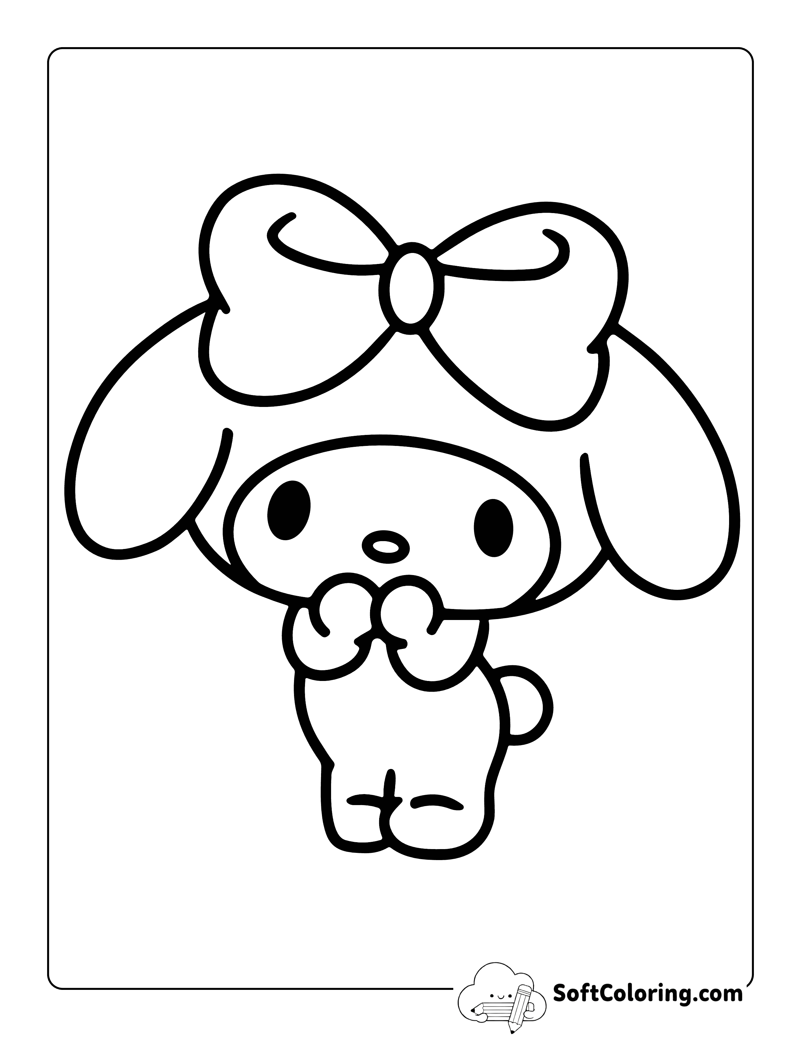 Cute My Melody-Inspired Anime Girl Coloring Page