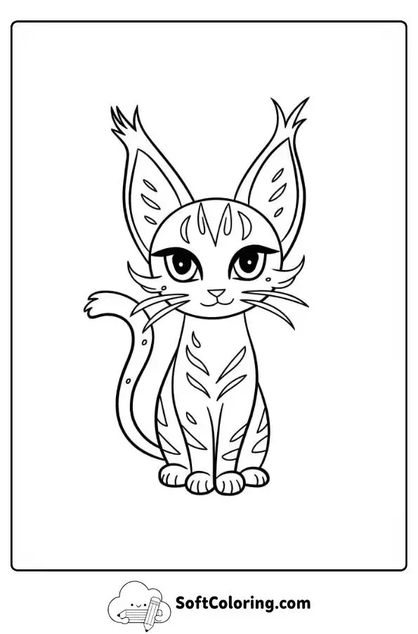 Mythical Anime Cat Coloring Page