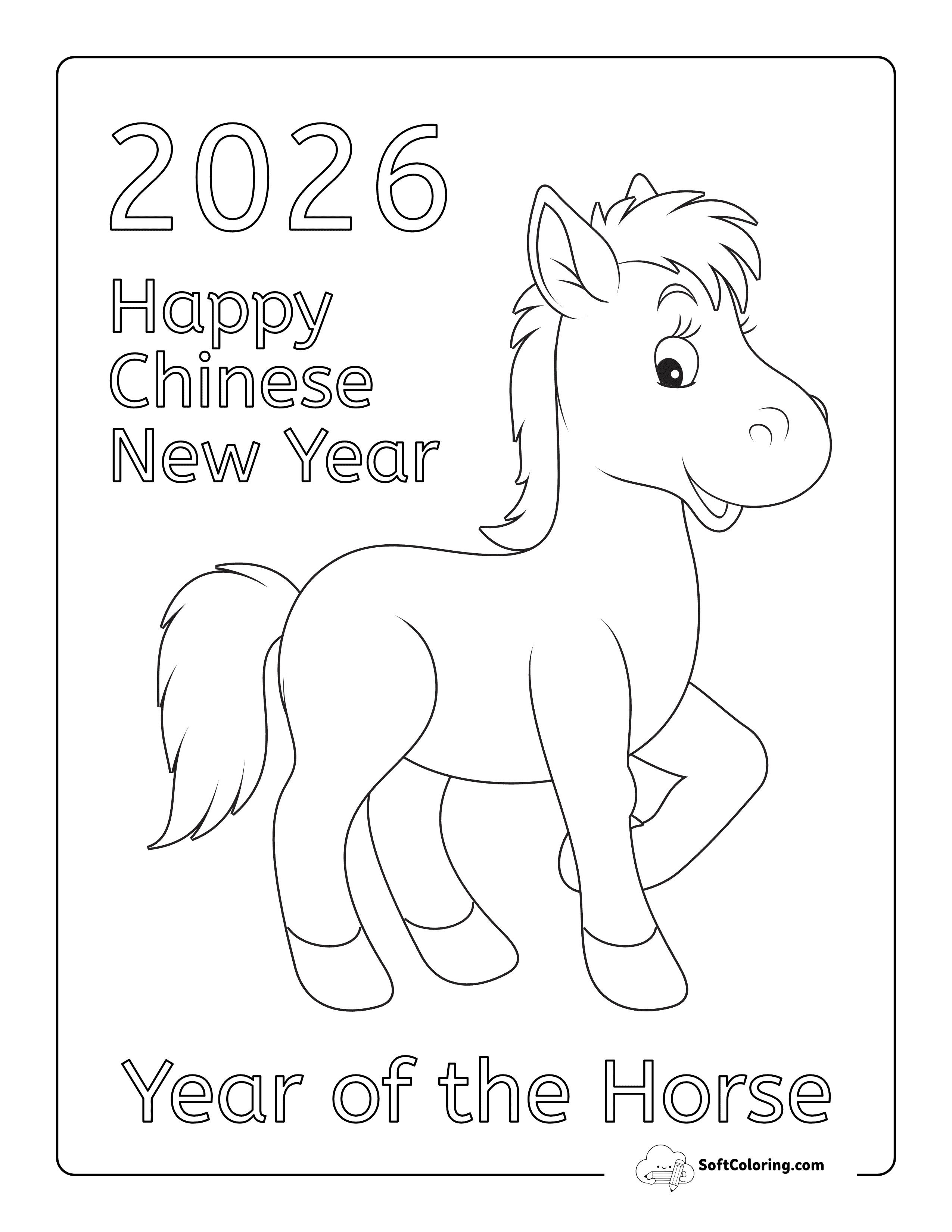 2026 Chinese New Year Coloring Page