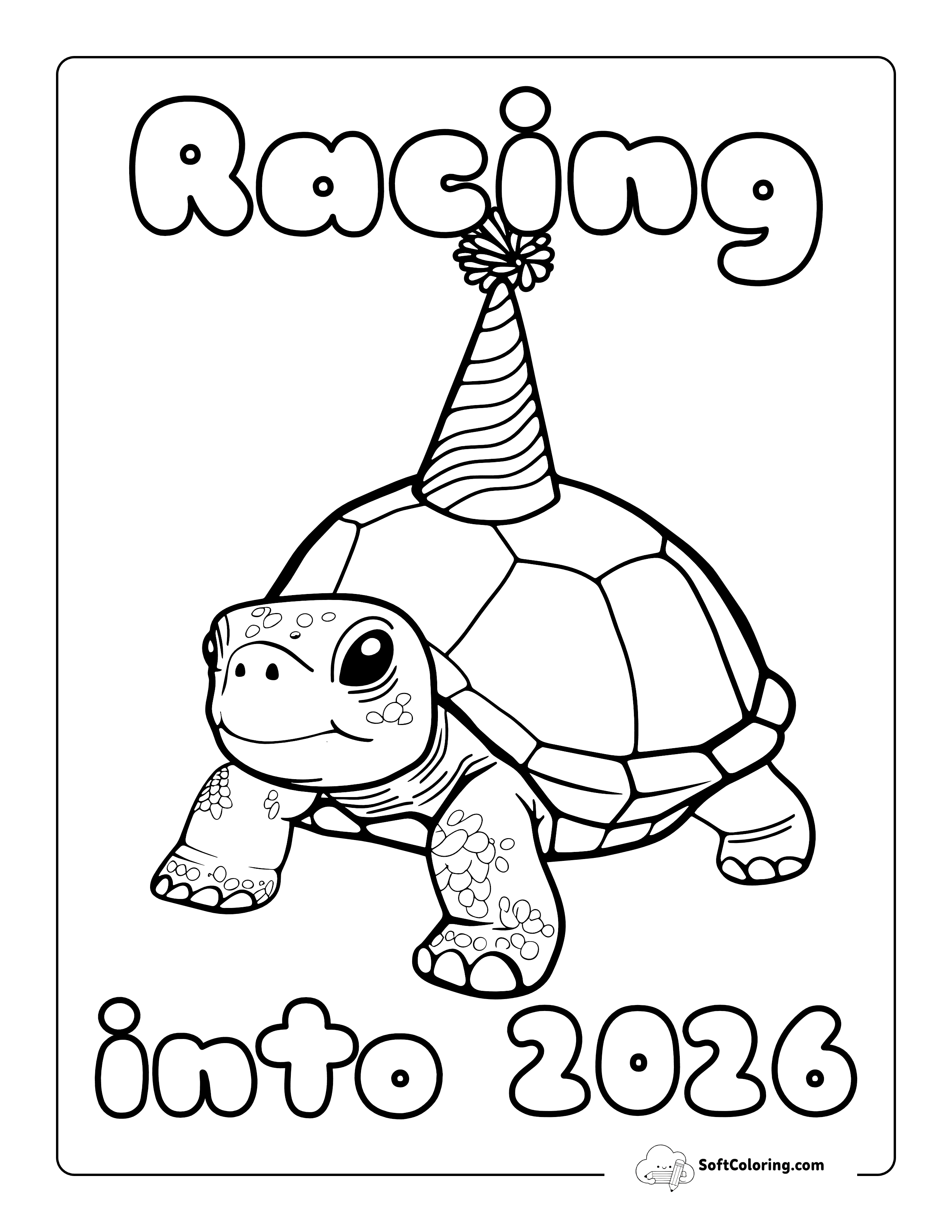 "Racing Into 2026" Party Turtle New Year Printable