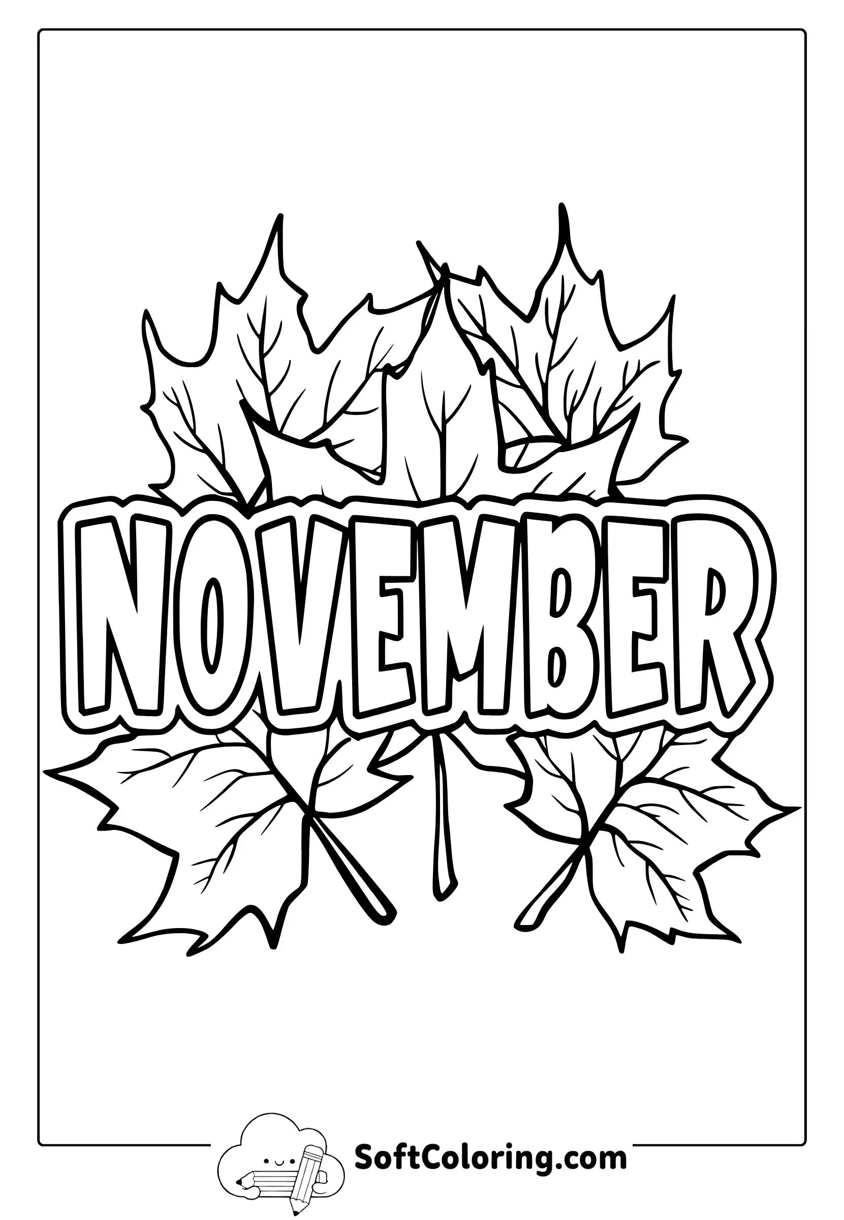 november leaves coloring page