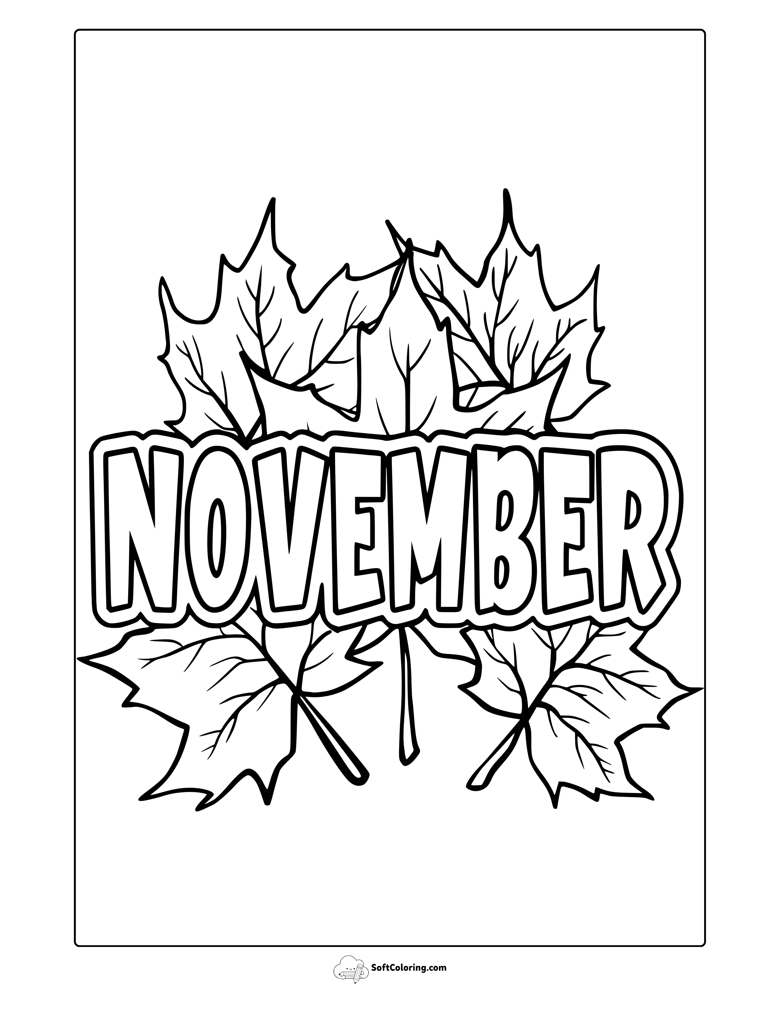 November Leaves Coloring Page