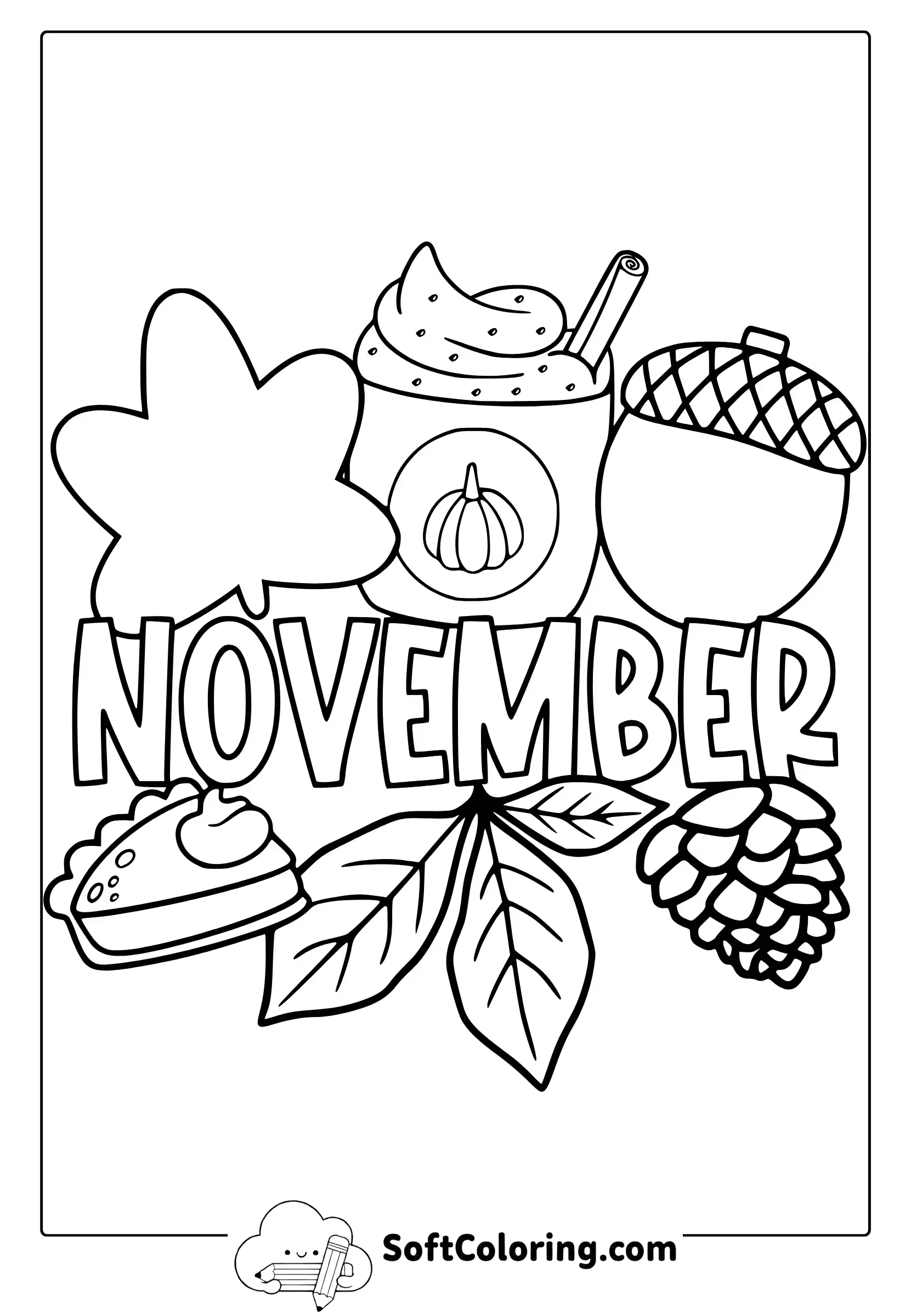november pumpkin spice latte coloring page