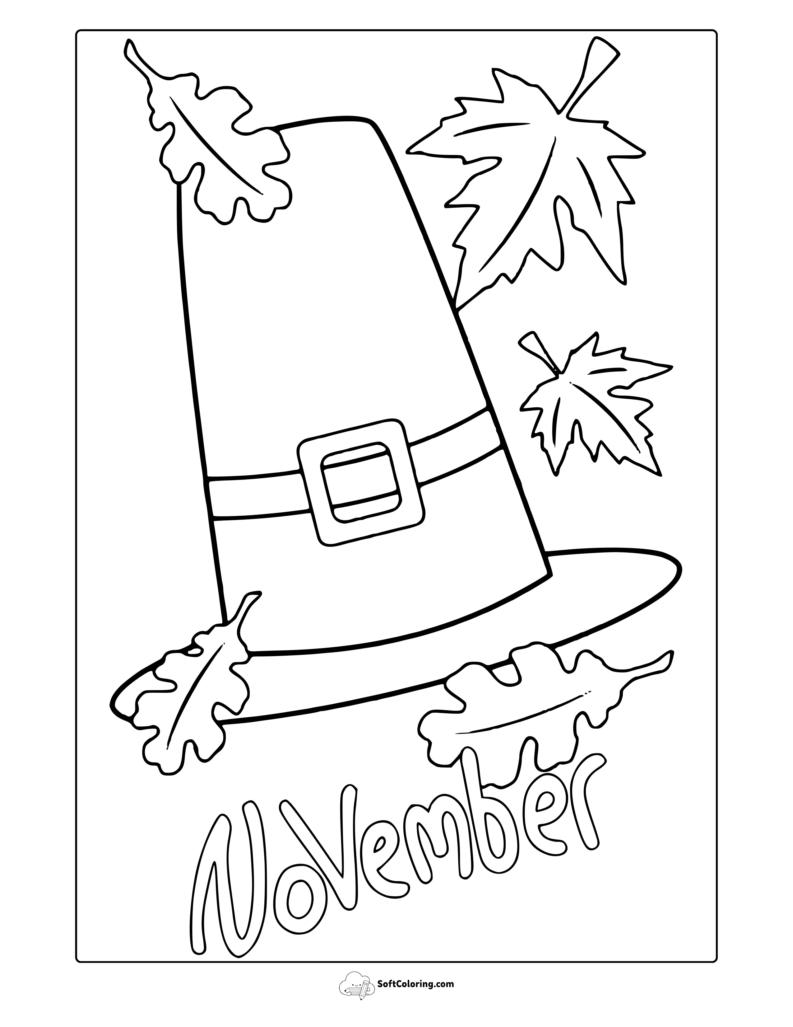 November Thanksgiving Hat Coloring Page