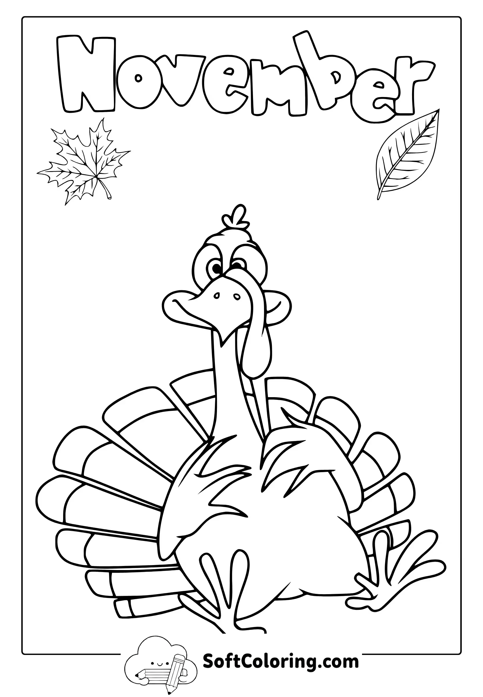 november thanksgiving turkey coloring page