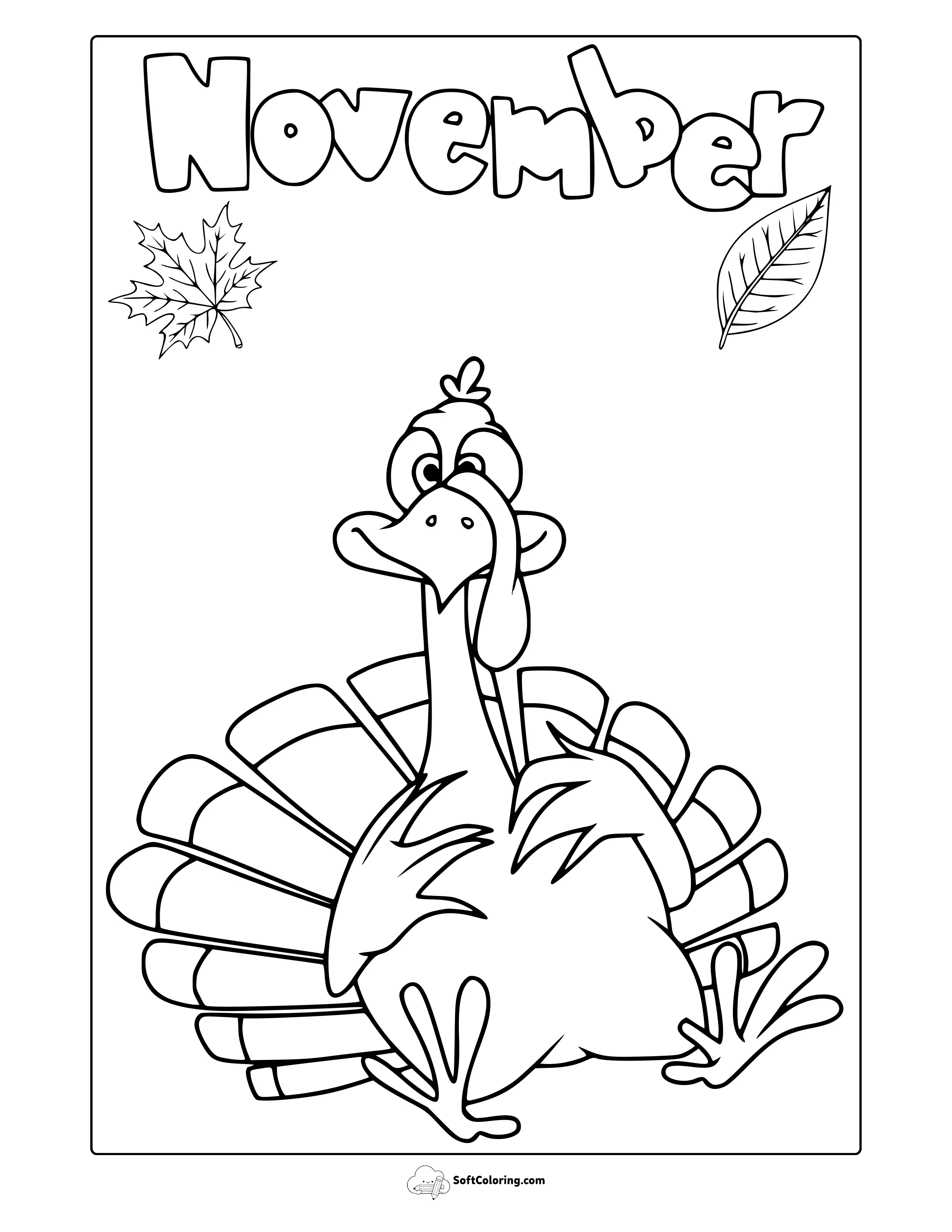 November Thanksgiving Turkey Coloring Page