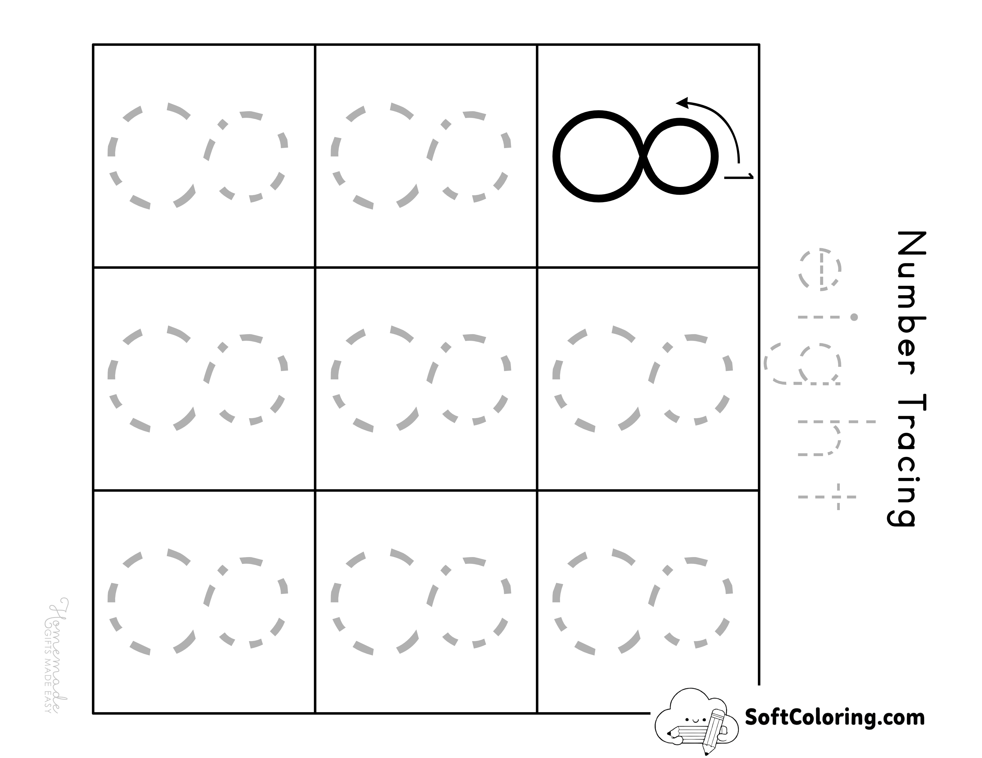 Number 8 Tracing Worksheet