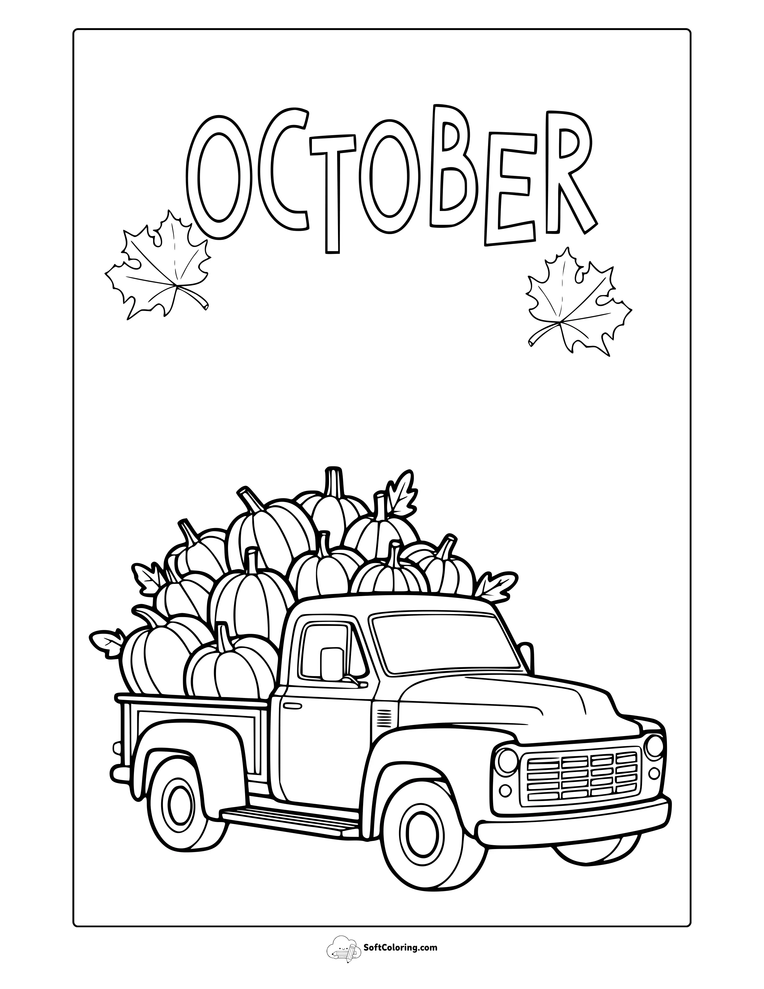 October Farmer Truck Coloring Page
