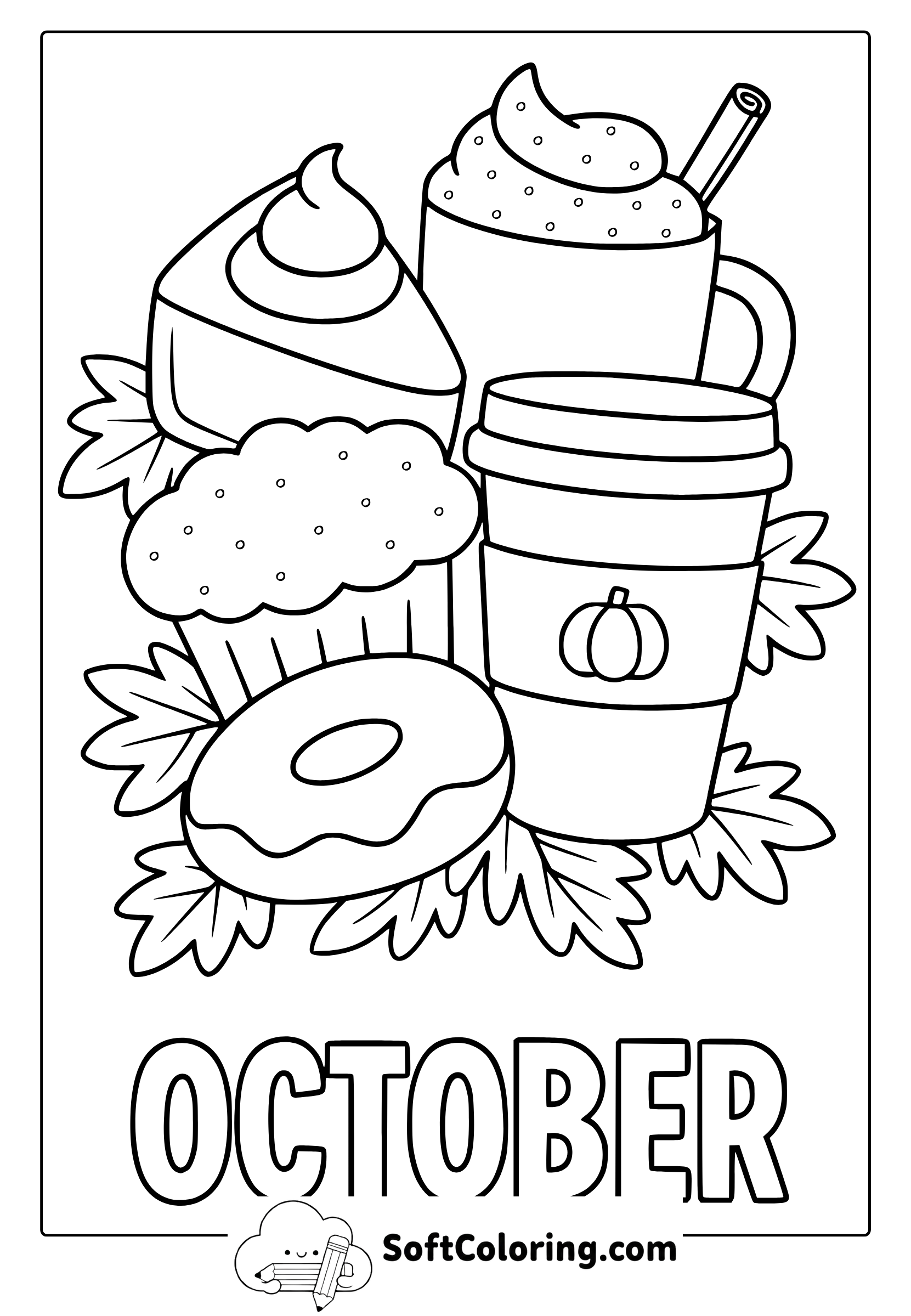 october foods and drinks coloring page