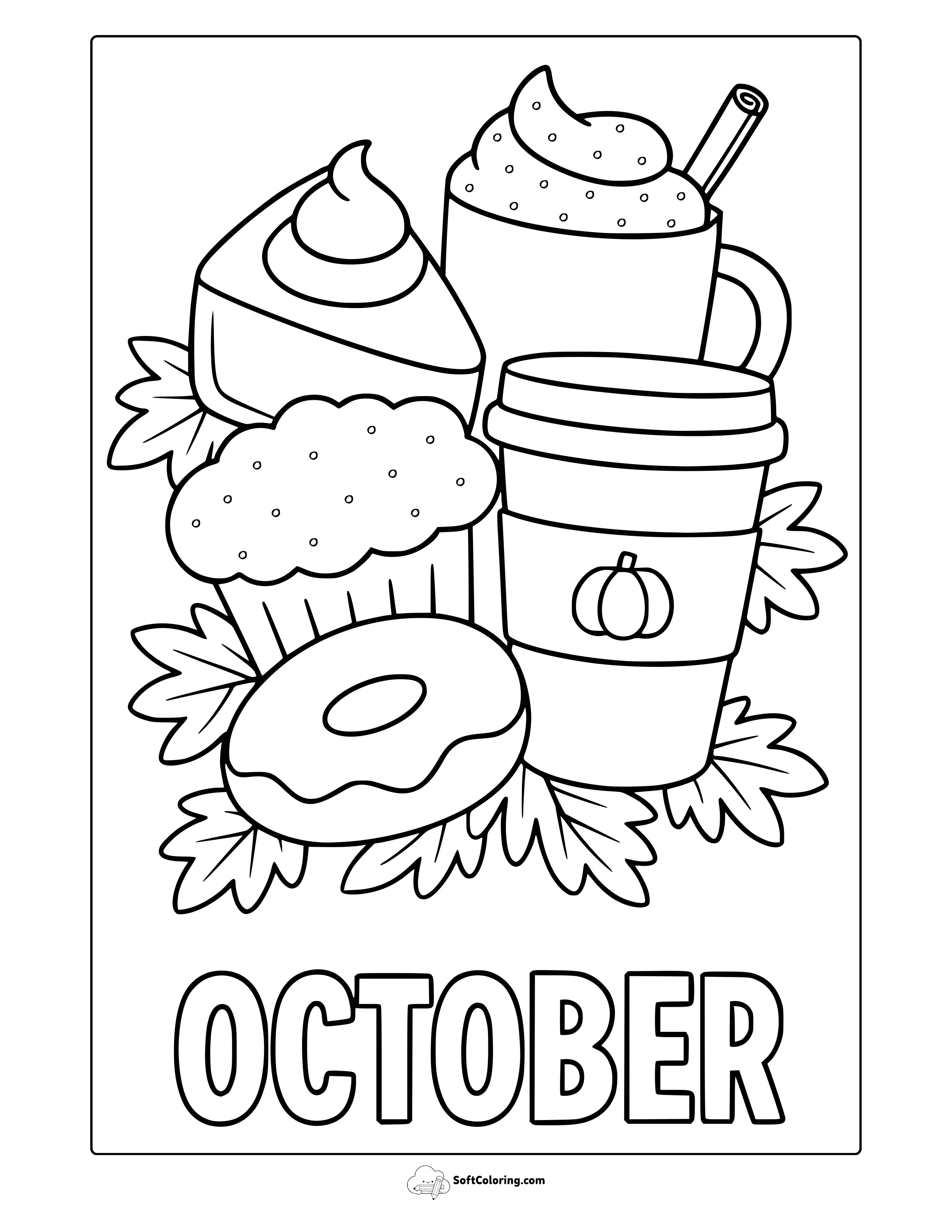 October Foods And Drinks Coloring Page