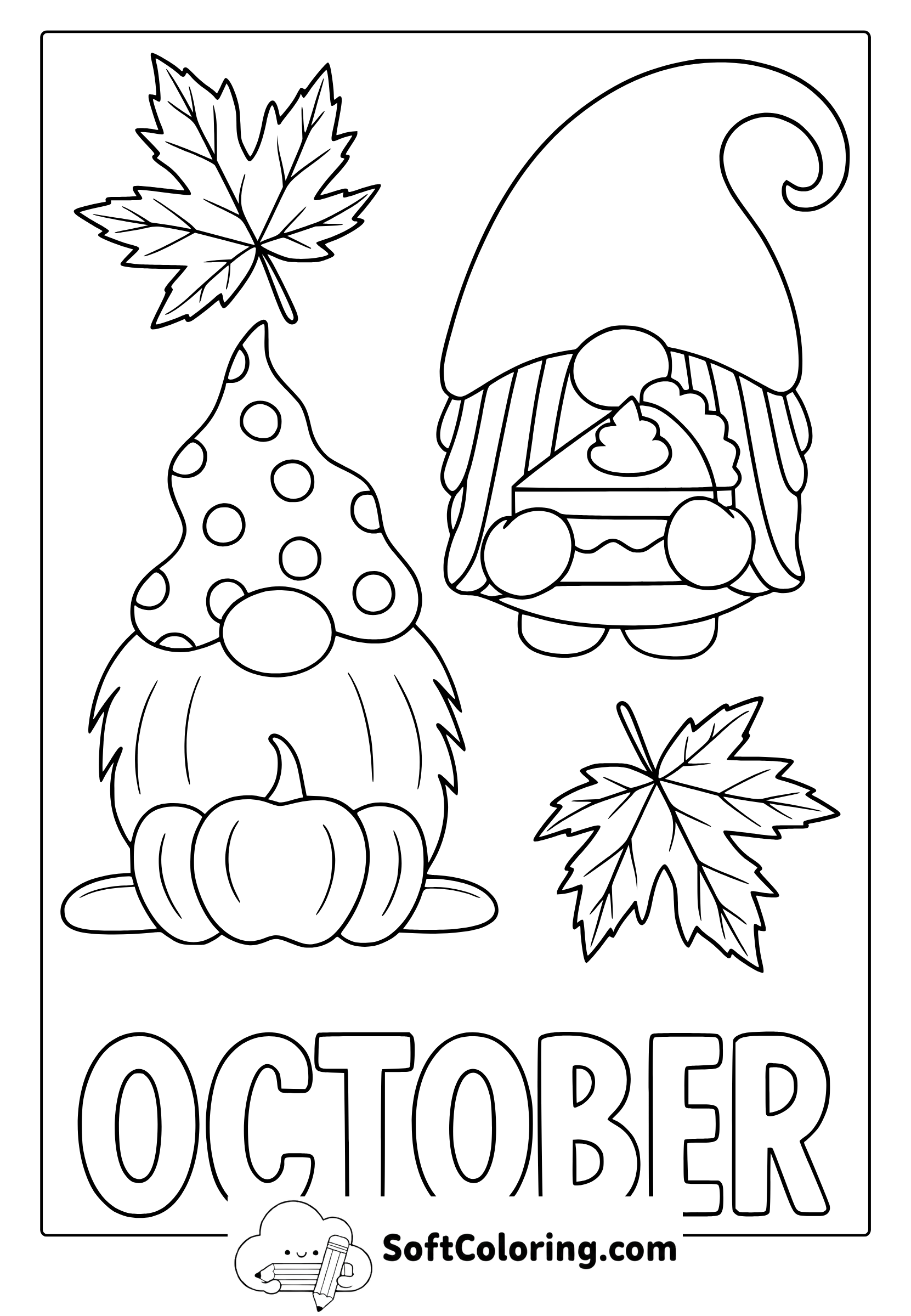 october gnomes coloring page