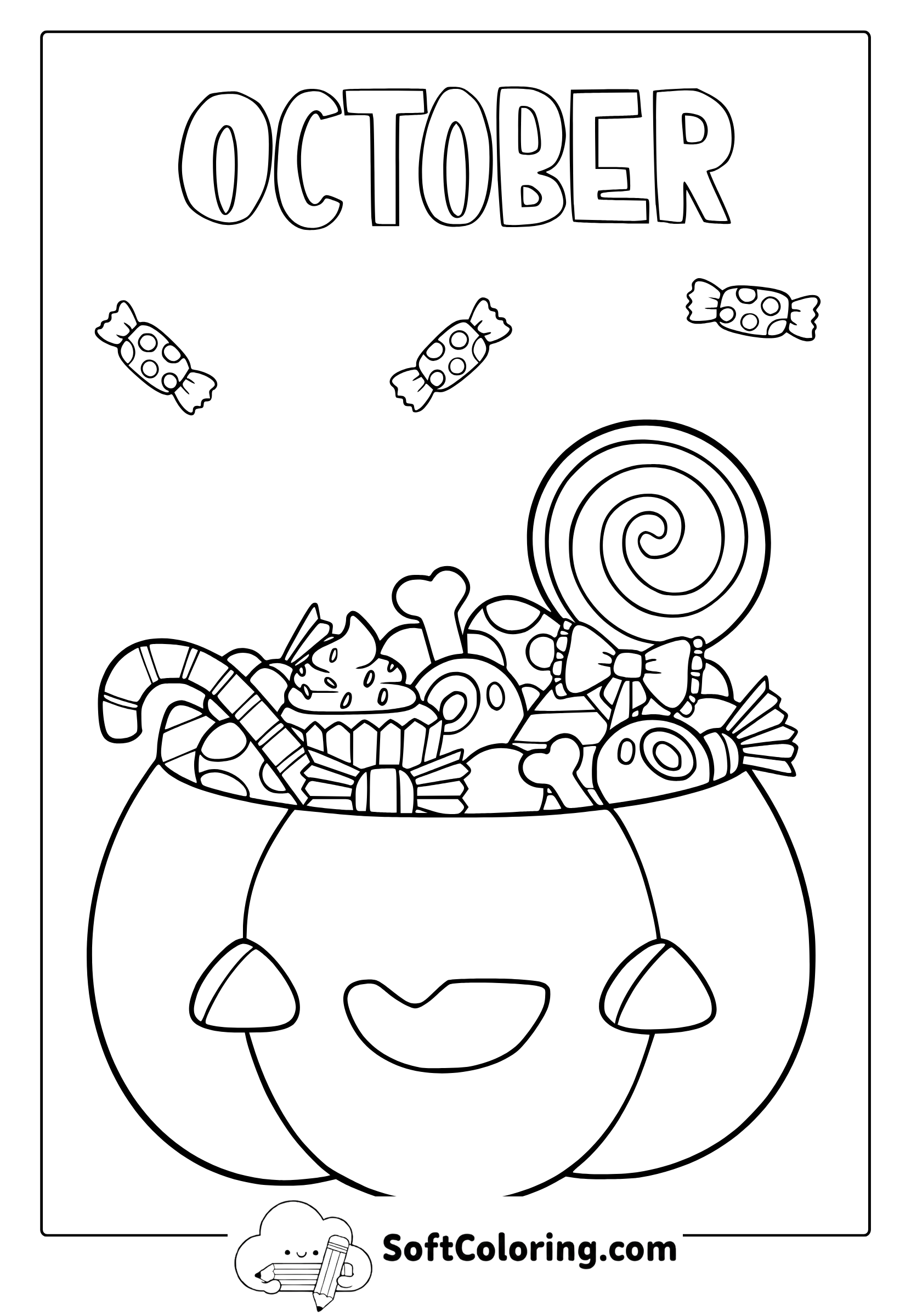 october halloween candies coloring page