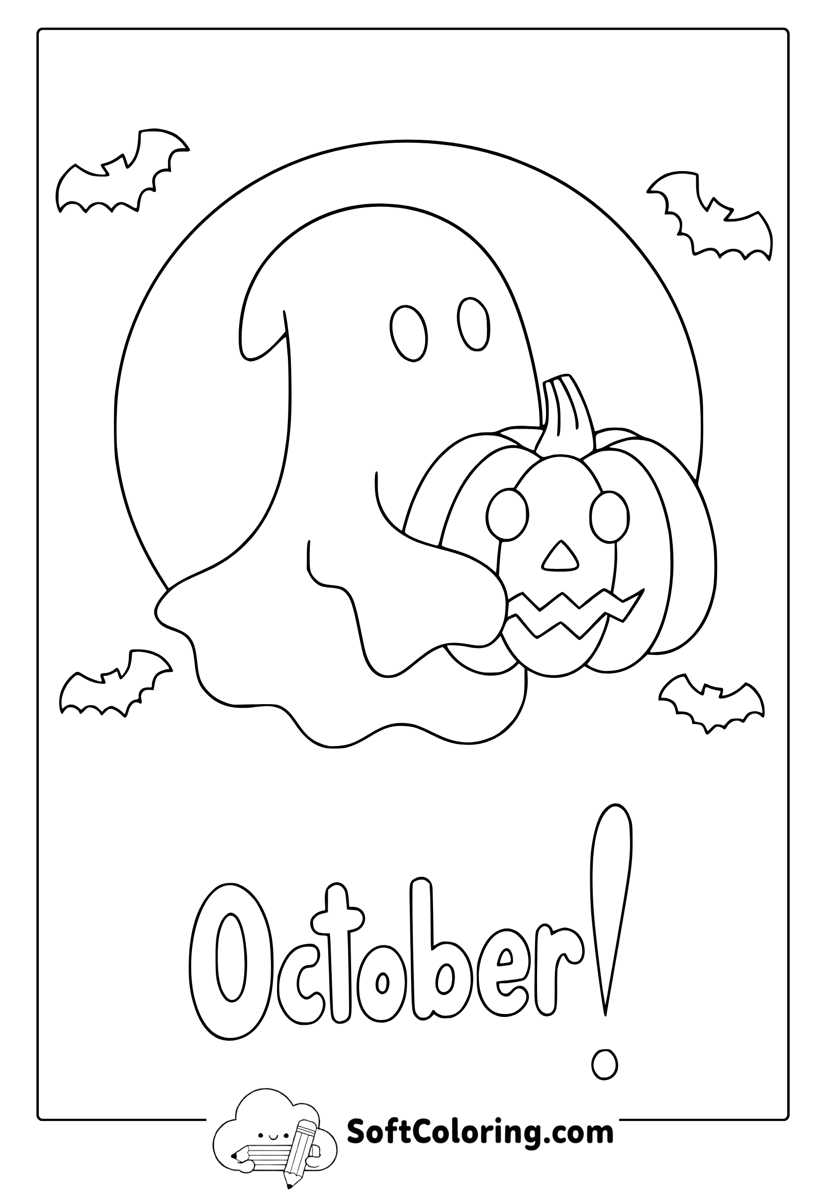 october halloween ghost coloring page