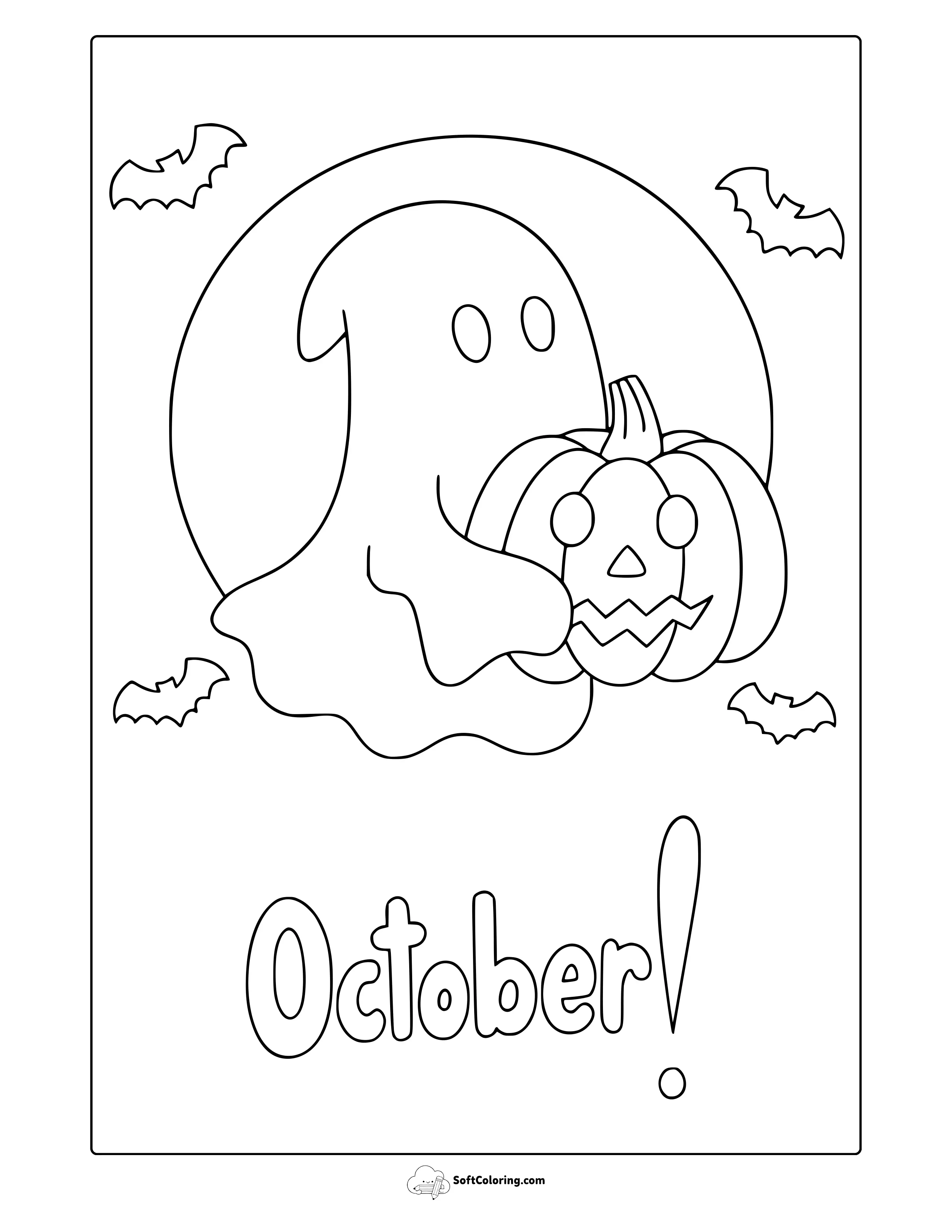 October Halloween Ghost Coloring Page