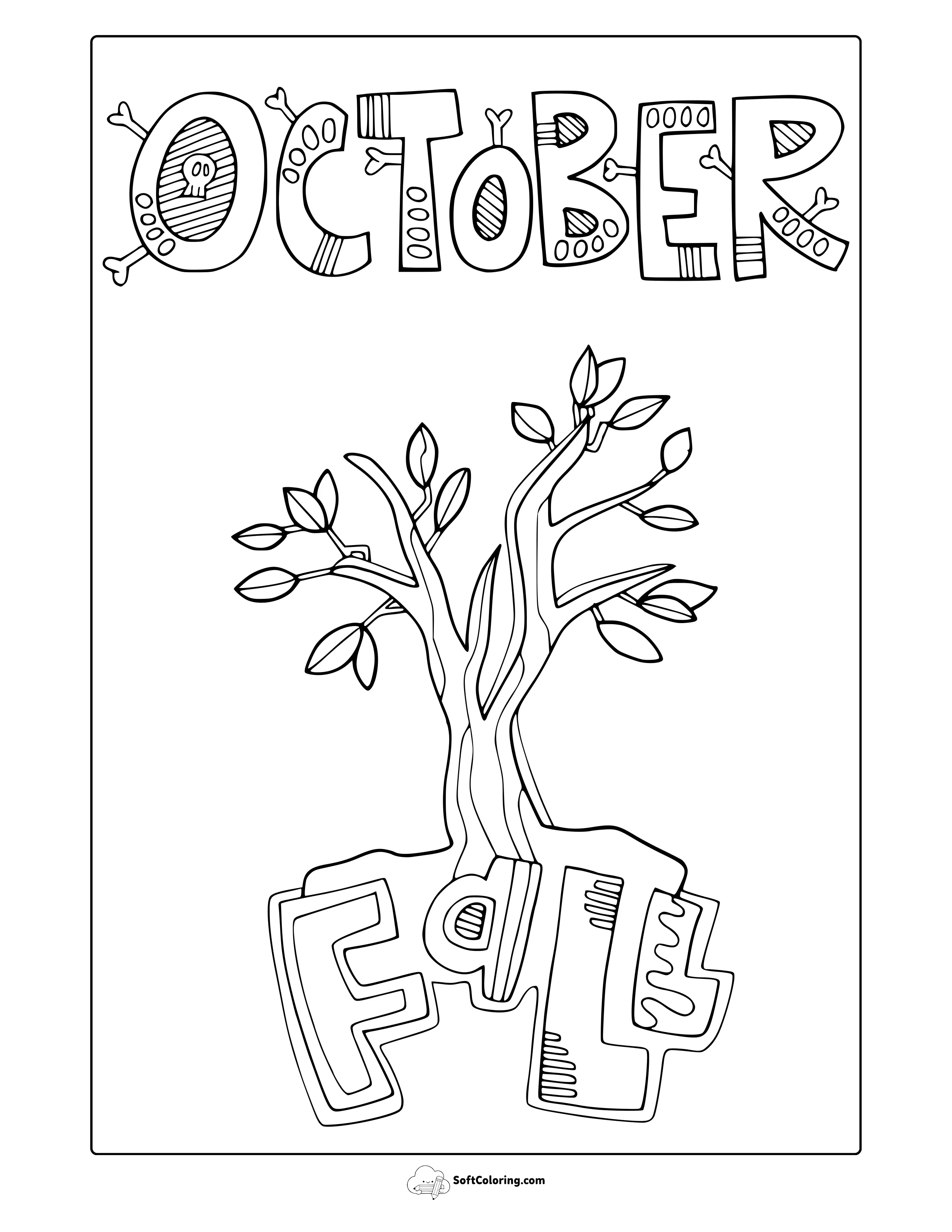 October In Fall Coloring Page