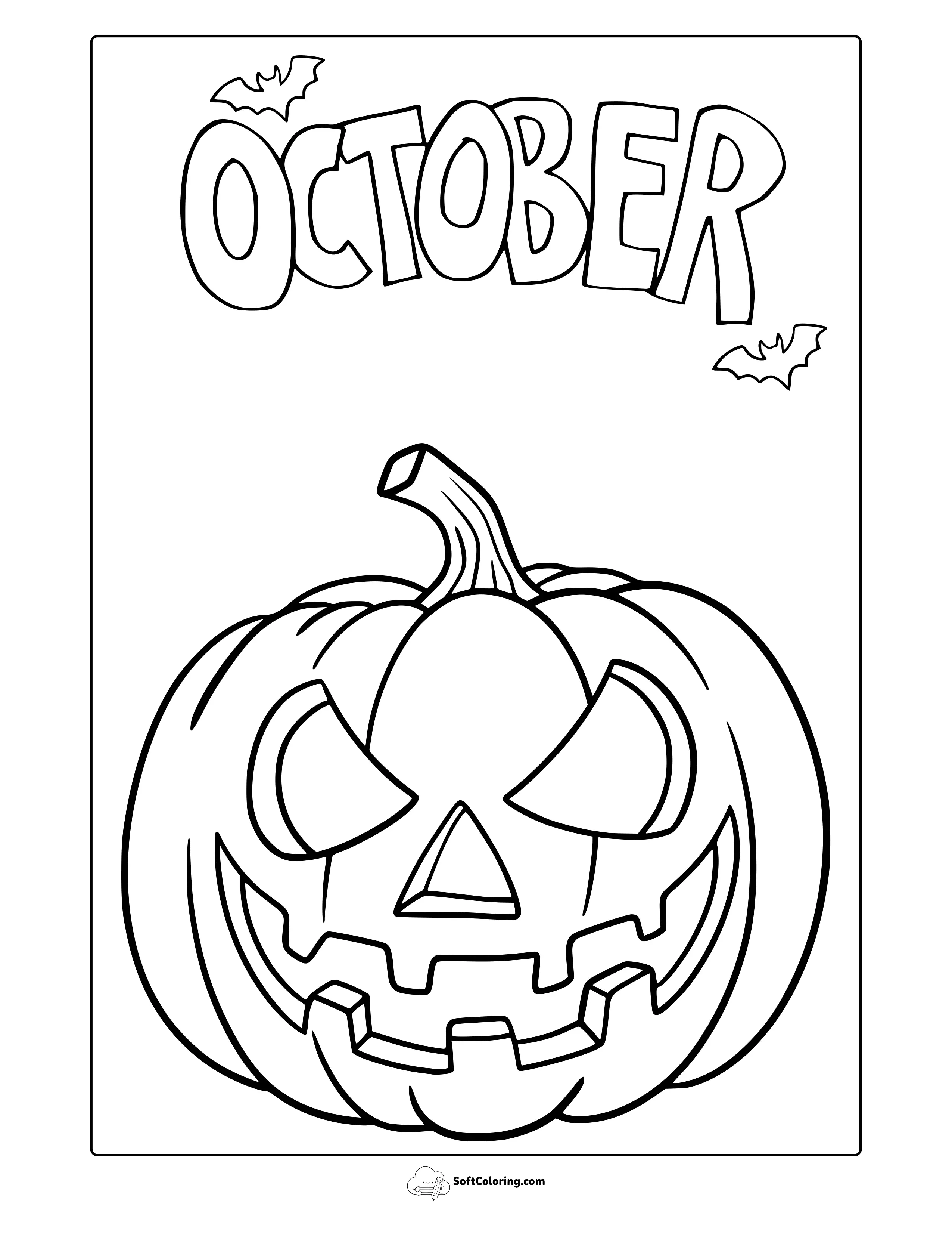 October Jack O Lantern Coloring Page