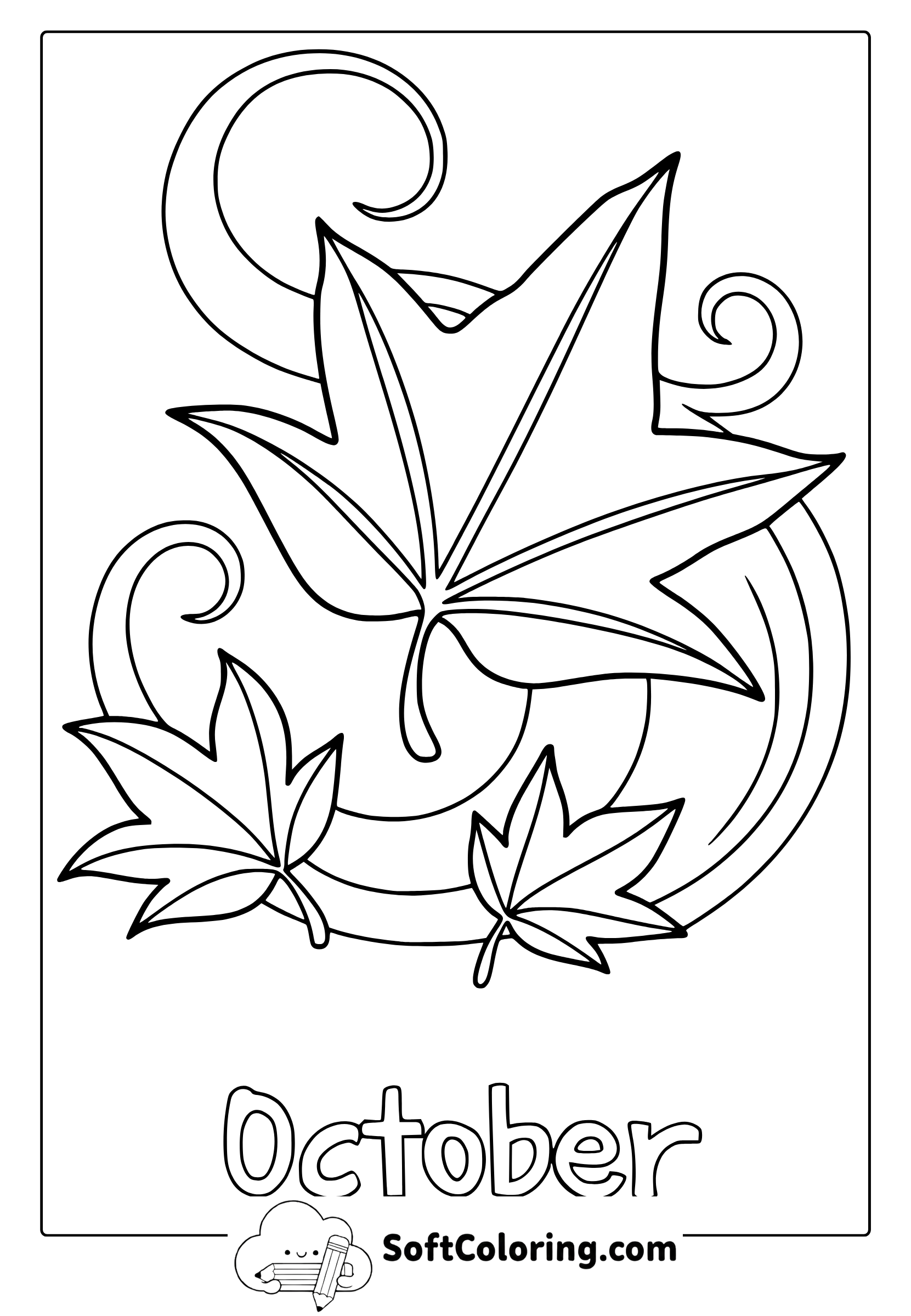 october leaves flying in the wind coloring page