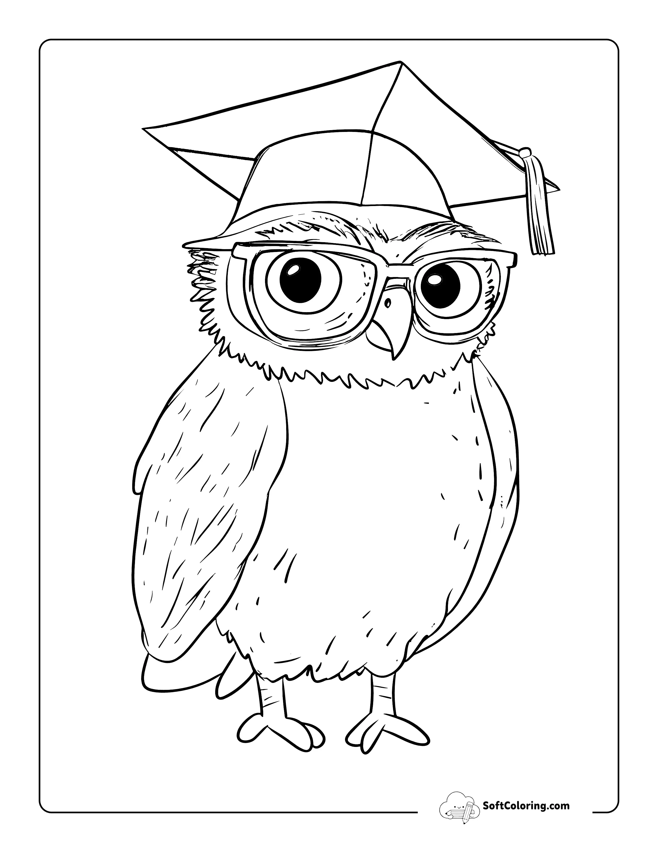 Graduation Cap Owl Coloring Sheet