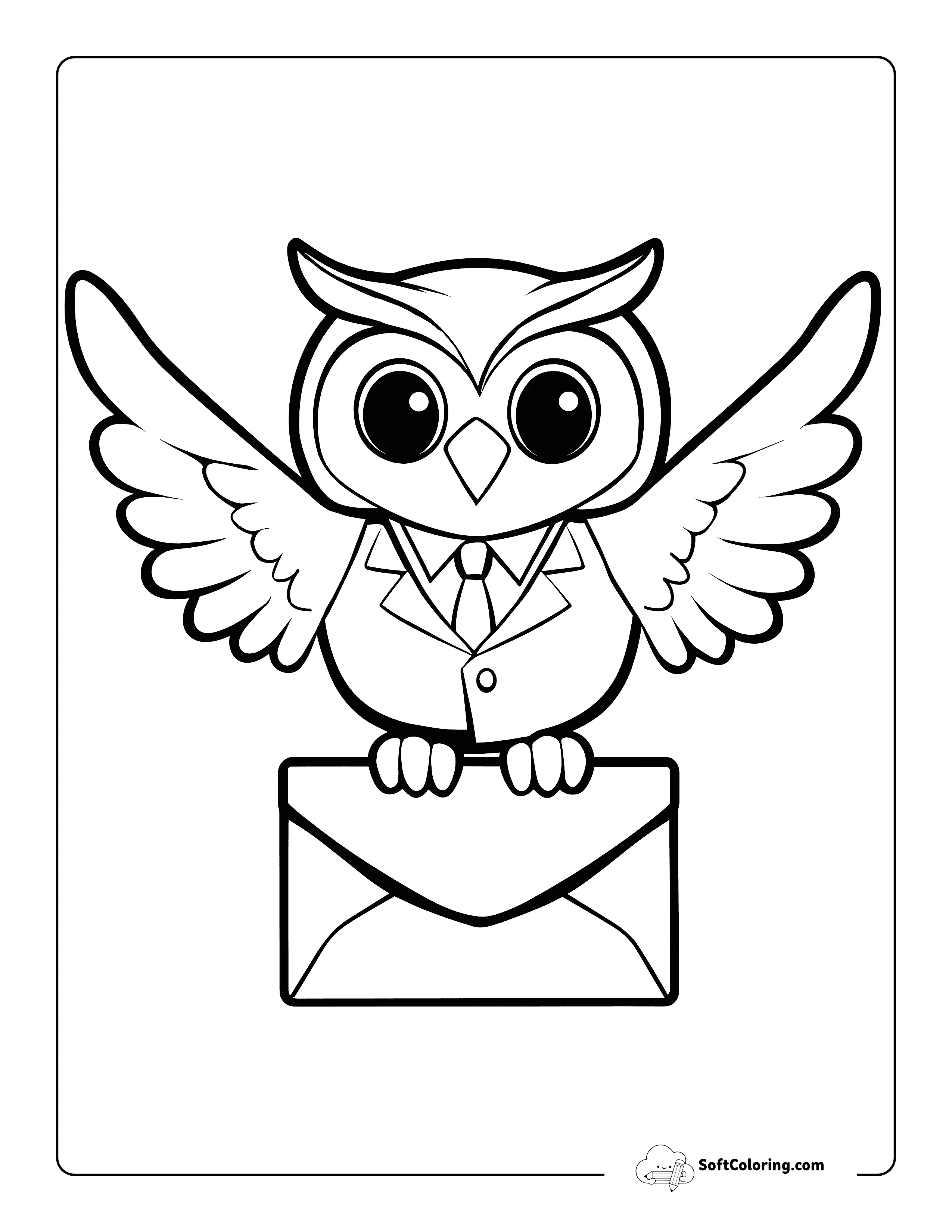 Letter Delivery Owl Coloring Sheet For Kids