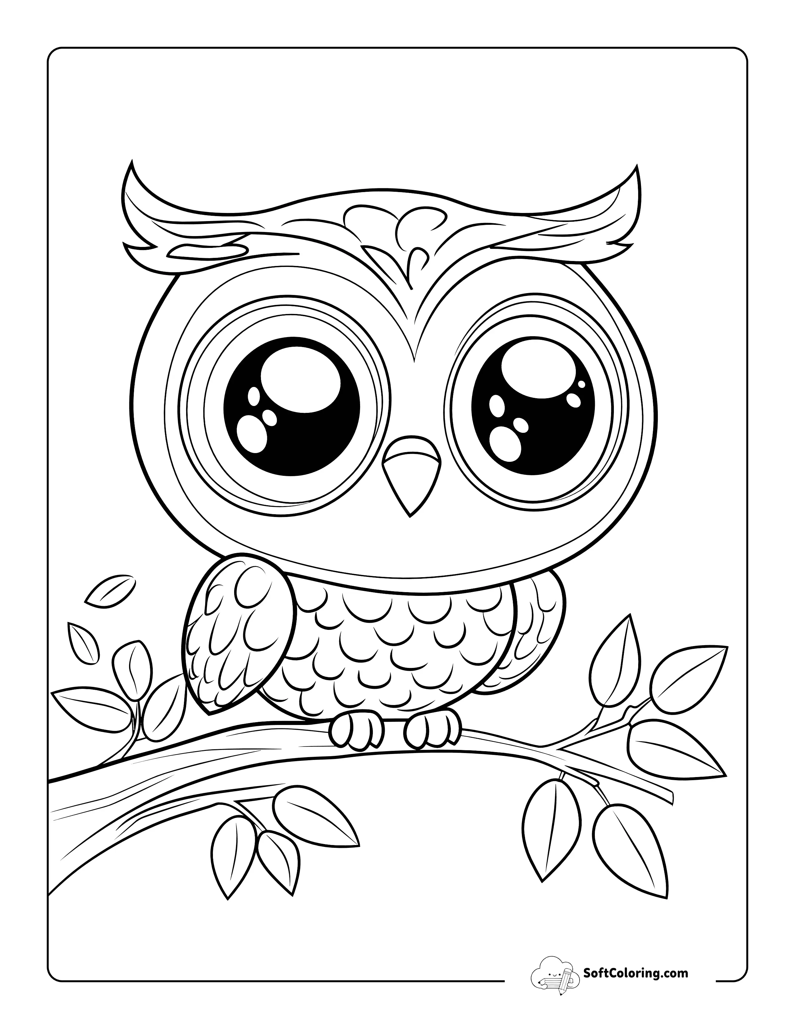 Kawaii Owl Coloring Sheet For Kids