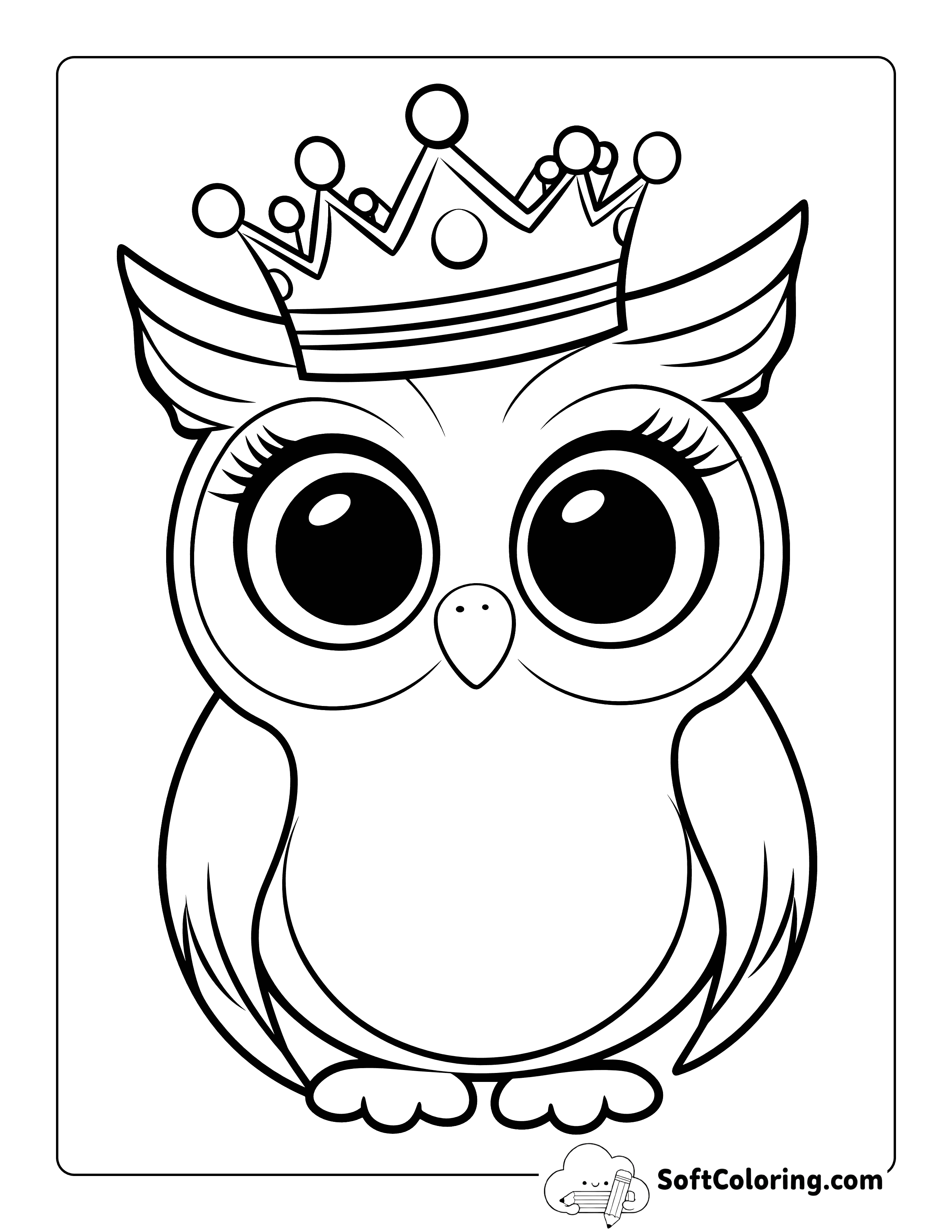 Cute Owl Wearing a Crown Coloring Page